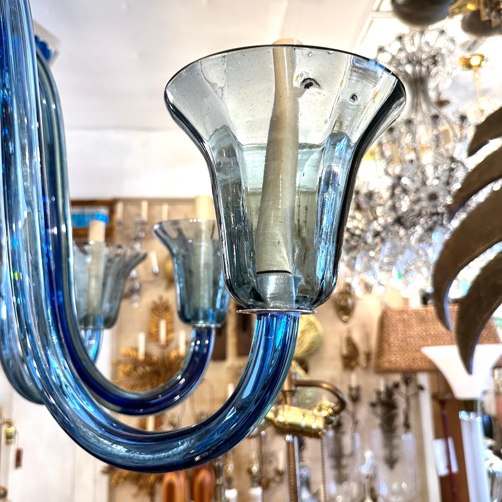 Large Blue Murano Chandelier For Sale 4
