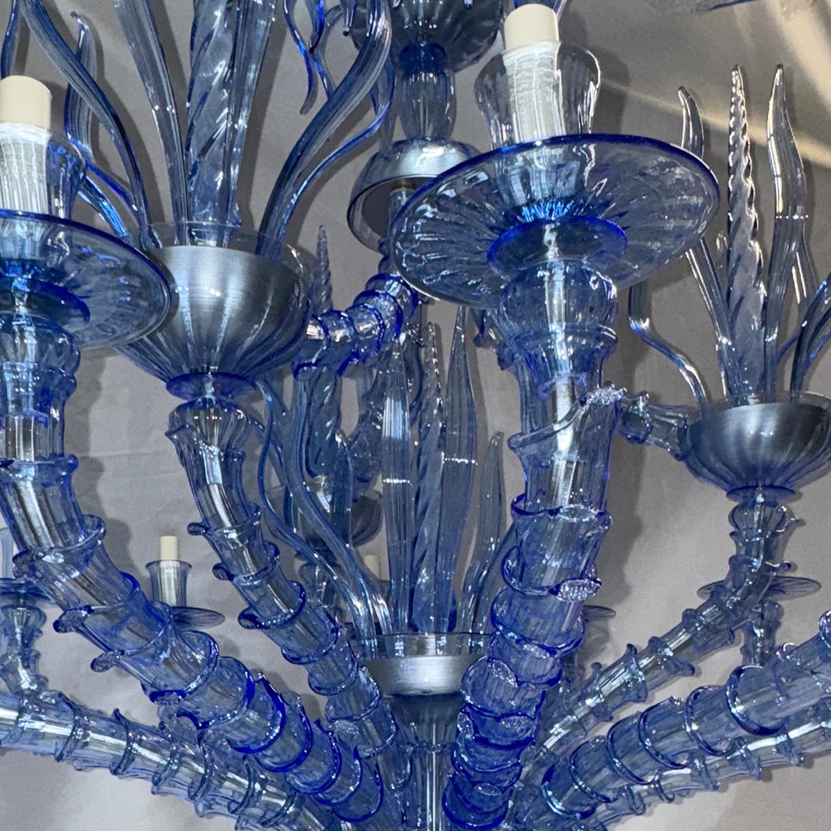 Grande lampadario di Murano blu in vendita 1