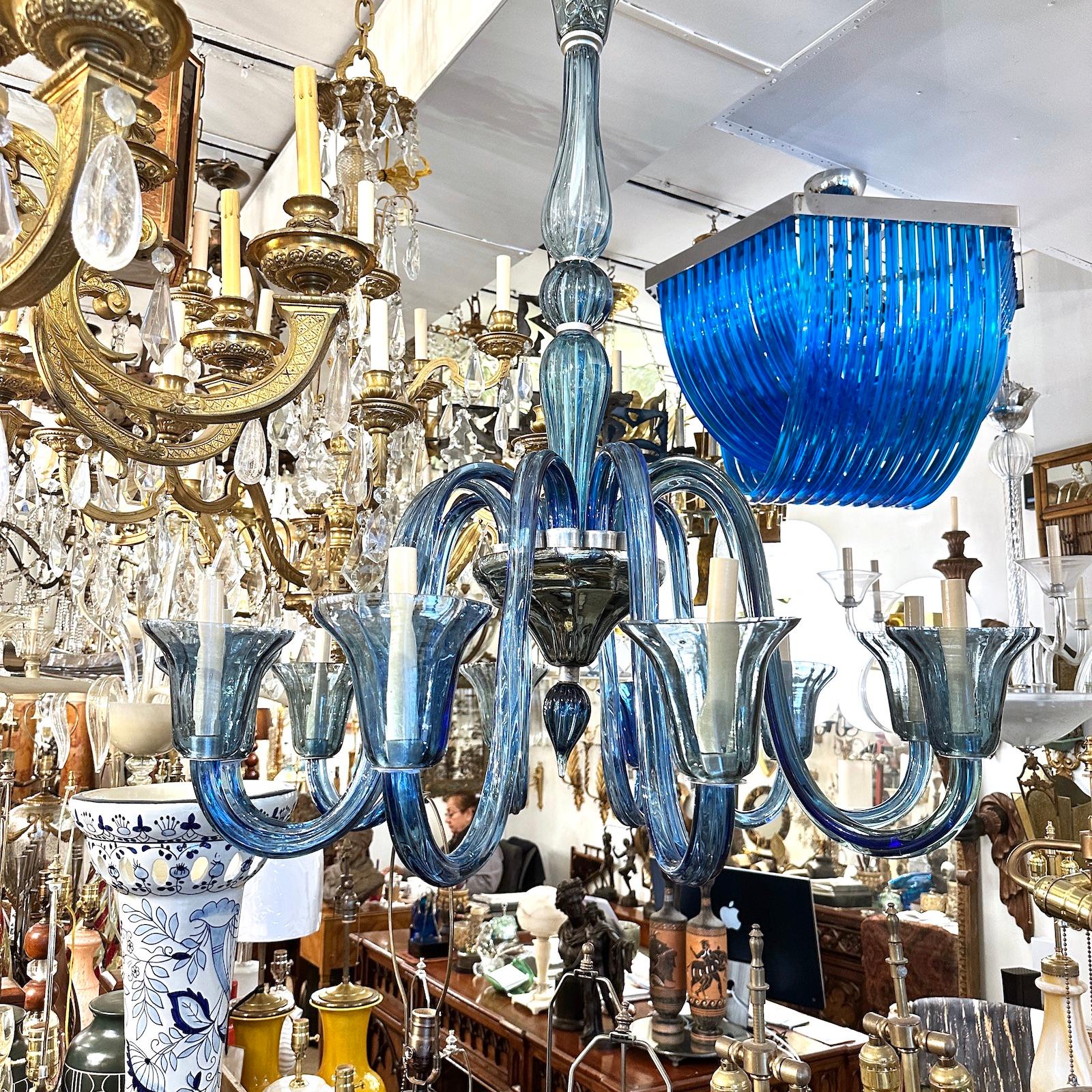 Large Blue Murano Chandelier For Sale 2