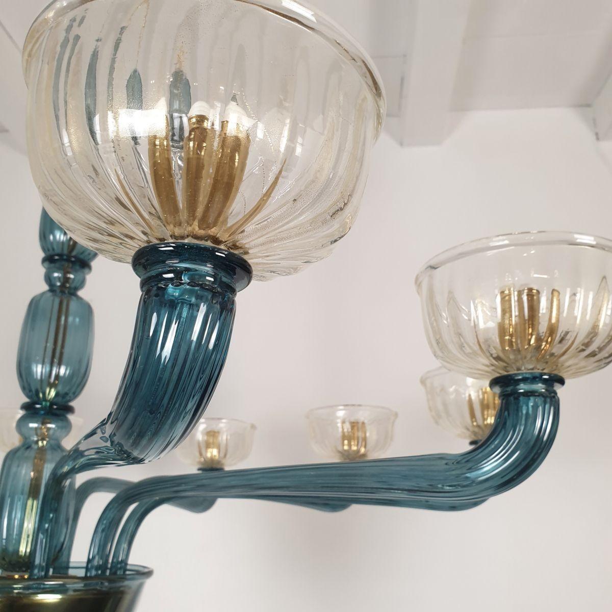 Large blue Murano glass chandelier, Italy 2
