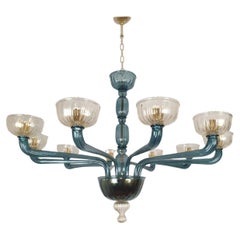 Large blue Murano glass chandelier, Italy