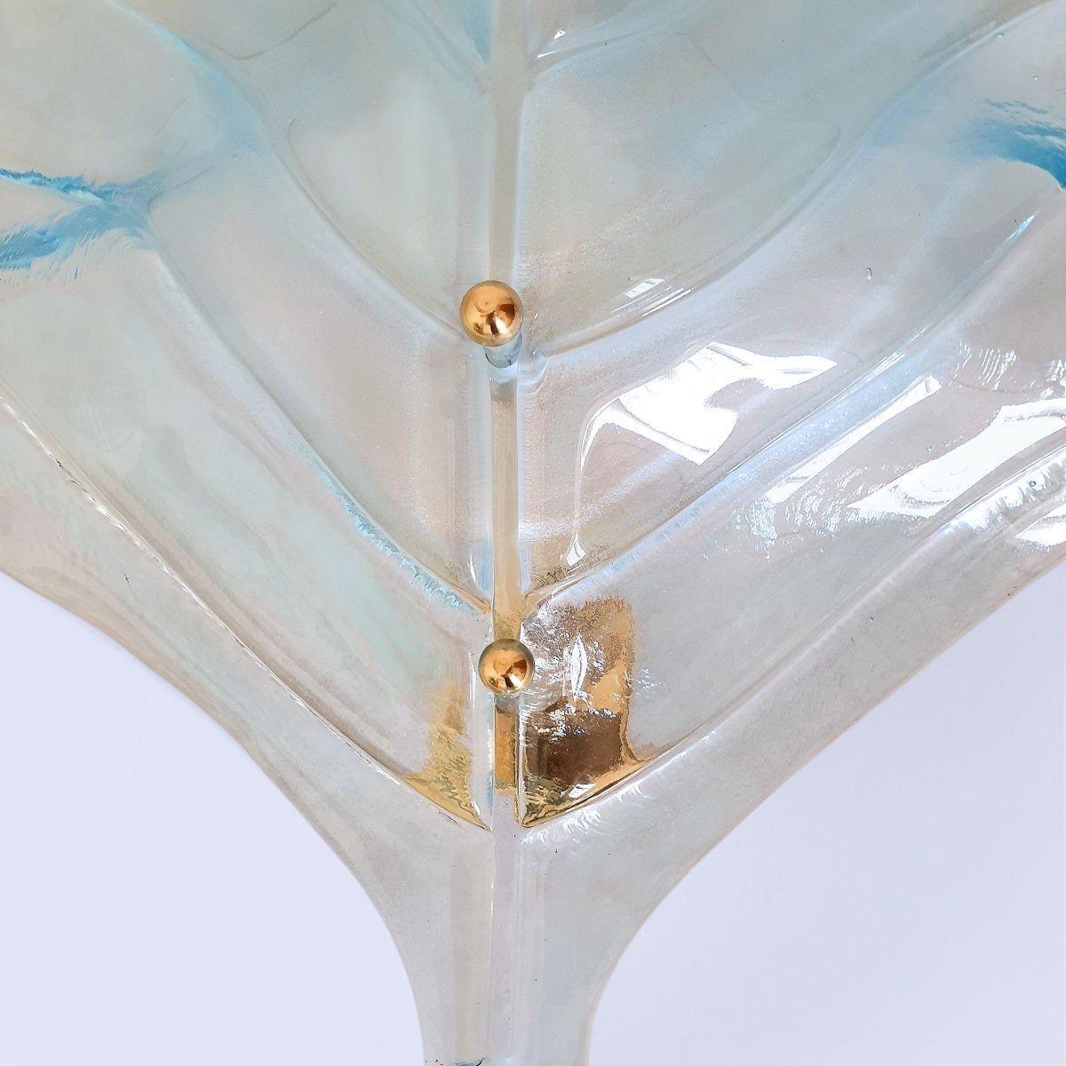 Large blue Murano glass leaf sconces - a pair For Sale 2