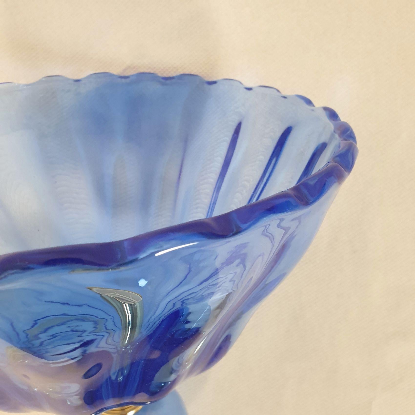 Blaues Murano-Glas Mid Century Wandleuchten - ein Paar im Angebot 2