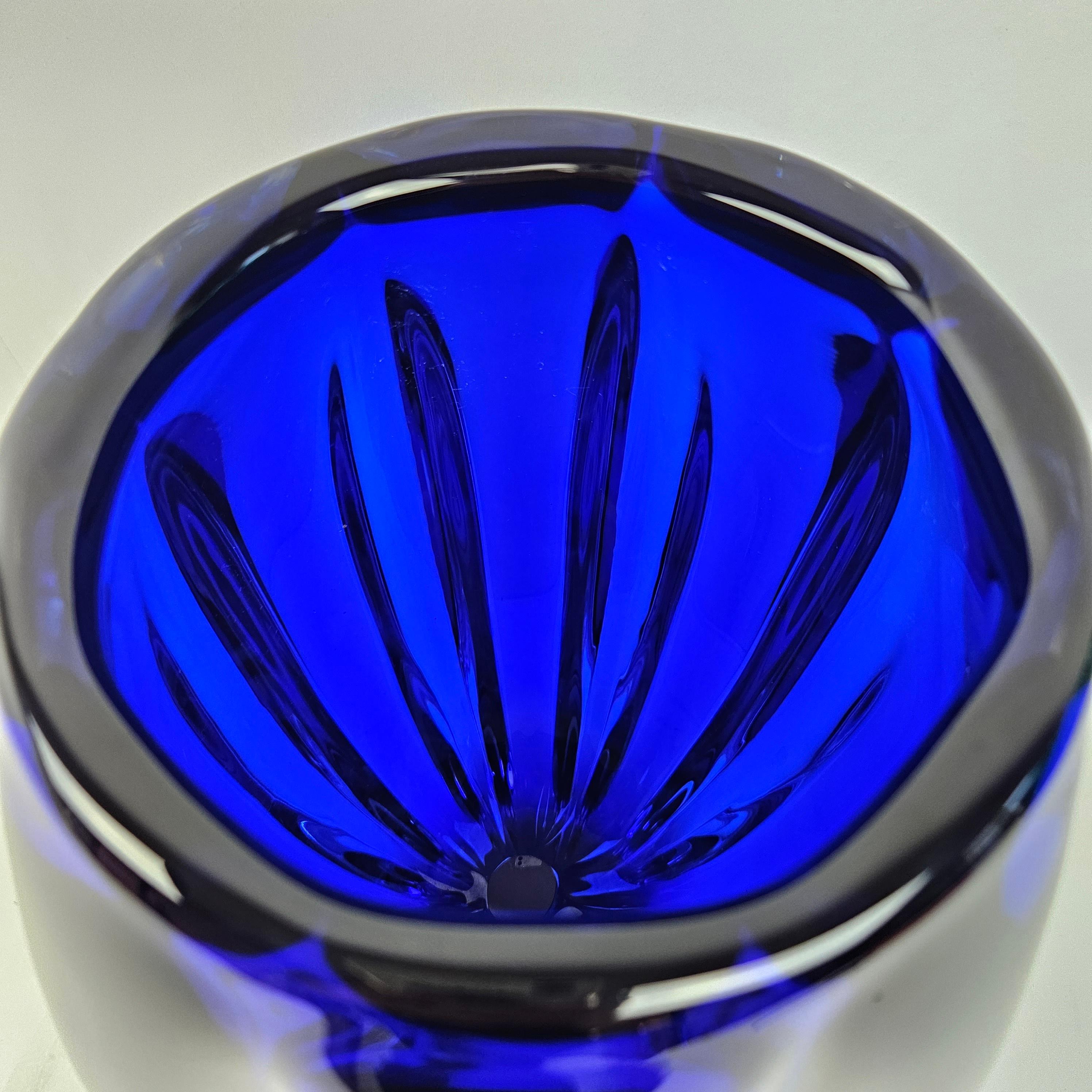 Italian Large Blue Murano Glass Vase by Cenedese For Sale