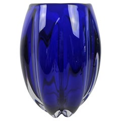 Large Blue Murano Glass Vase by Cenedese