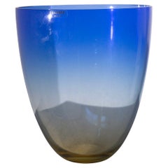Grand vase bleu de Murano par Alfredo Barbini, postmoderne, étiquette présente