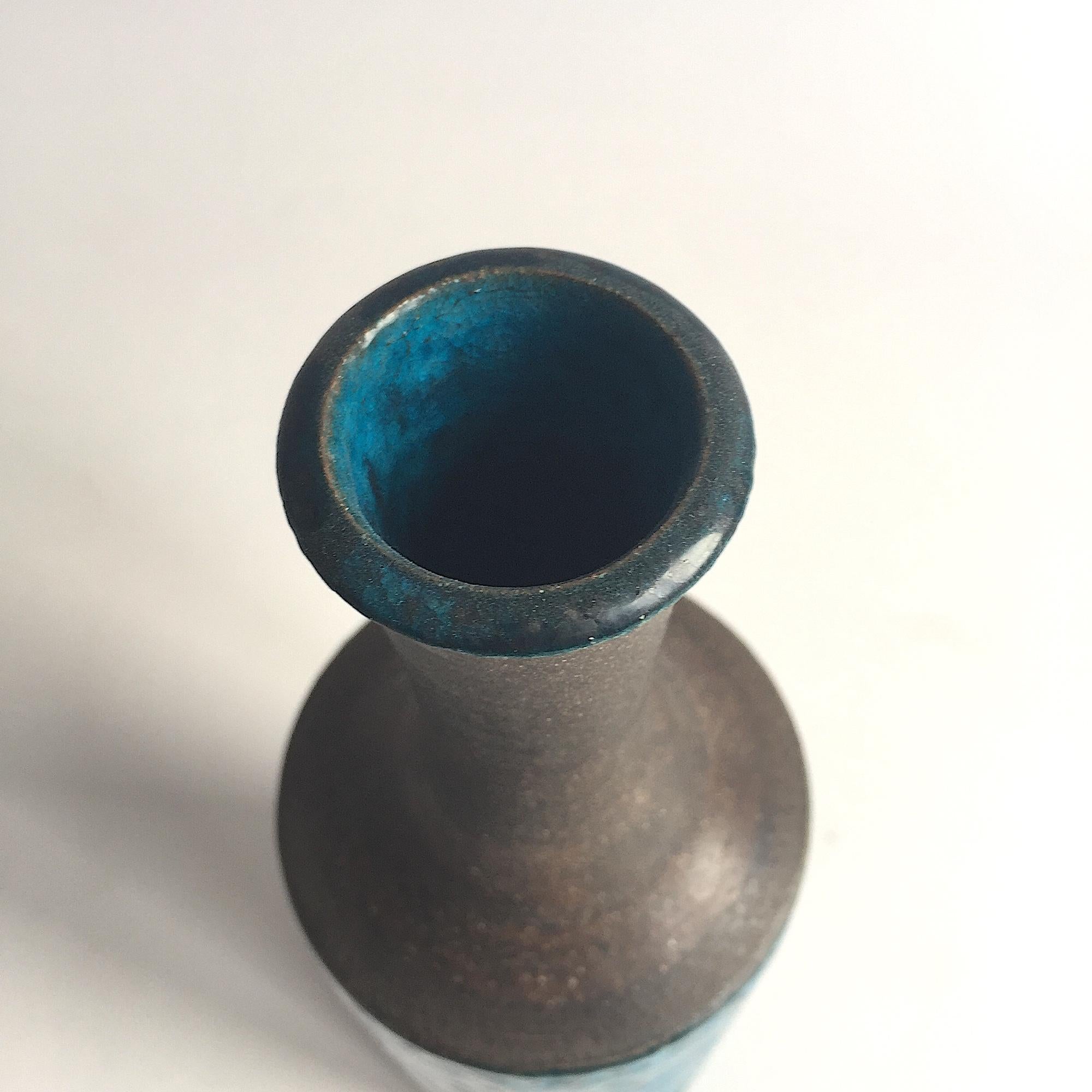 Große blaue Niels Kahler Vase Dänemark, Kähler (Dänisch) im Angebot