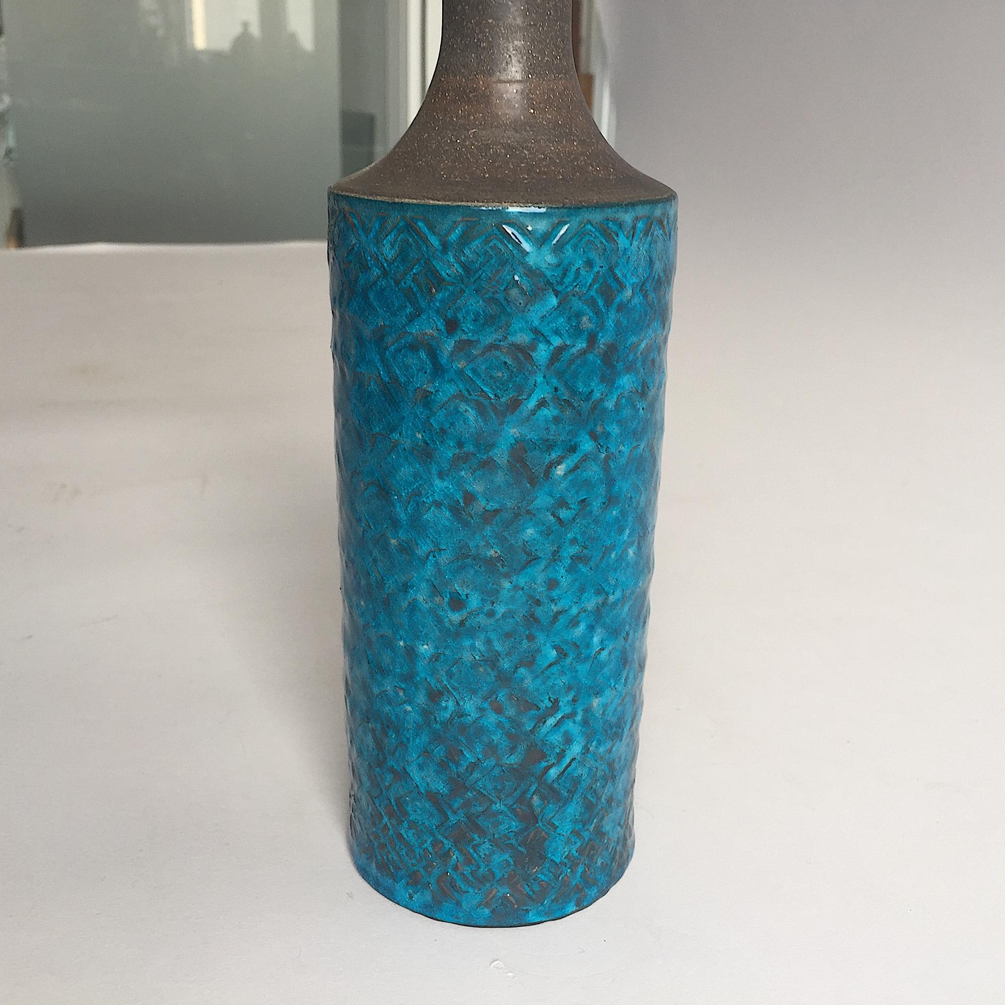 Mid-20th Century Large Blue Niels Kahler Vase Denmark, Kähler For Sale