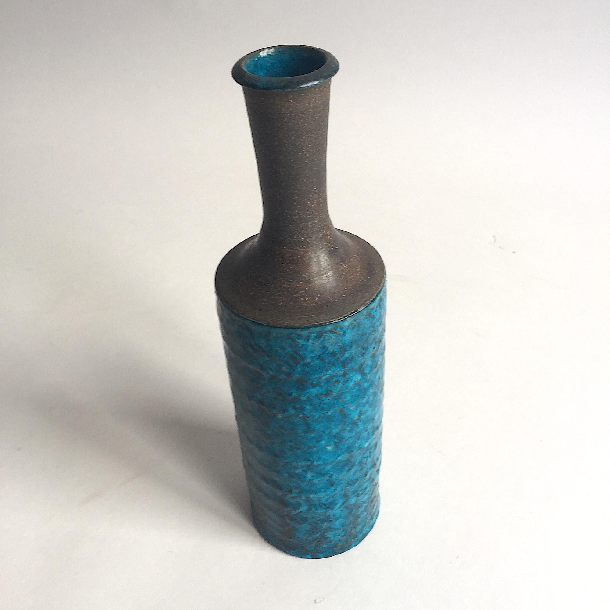 Große blaue Niels Kahler Vase Dänemark, Kähler (Steingut) im Angebot