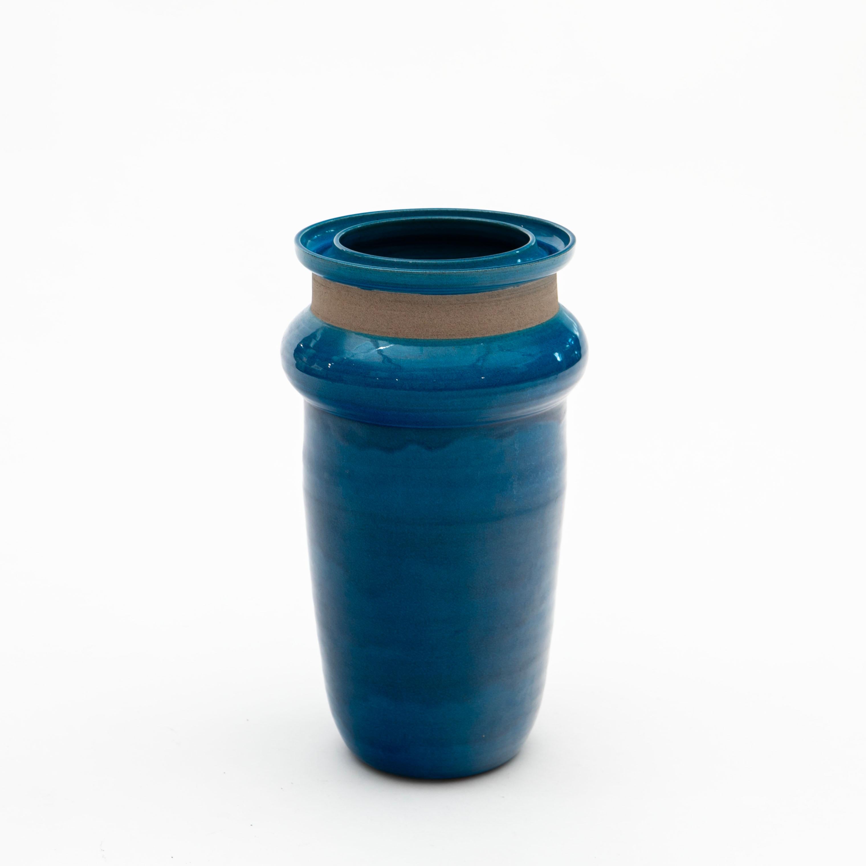 Modern Large Blue Nils Kähler Vase For Sale