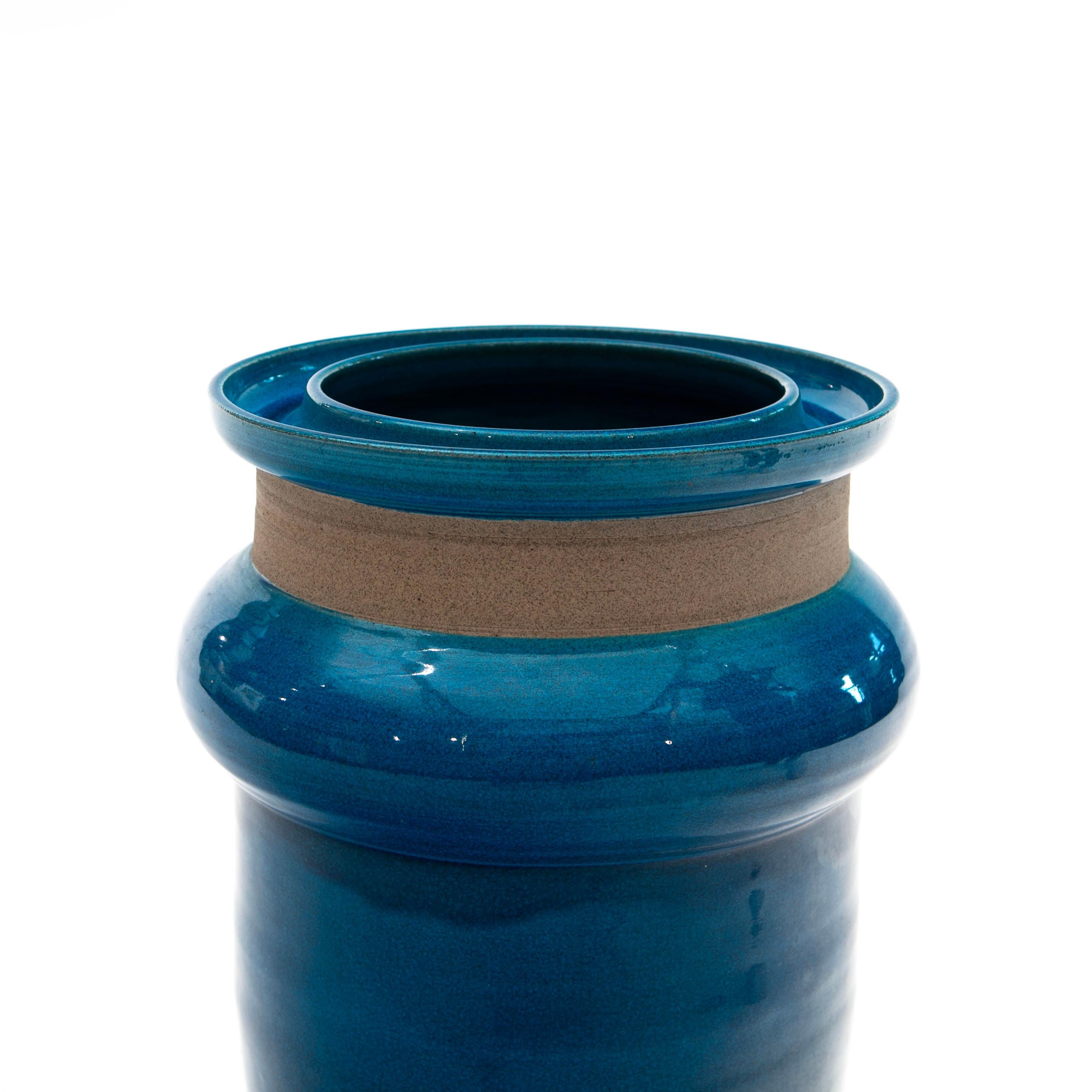 Large Blue Nils Kähler Vase In Good Condition For Sale In Kastrup, DK