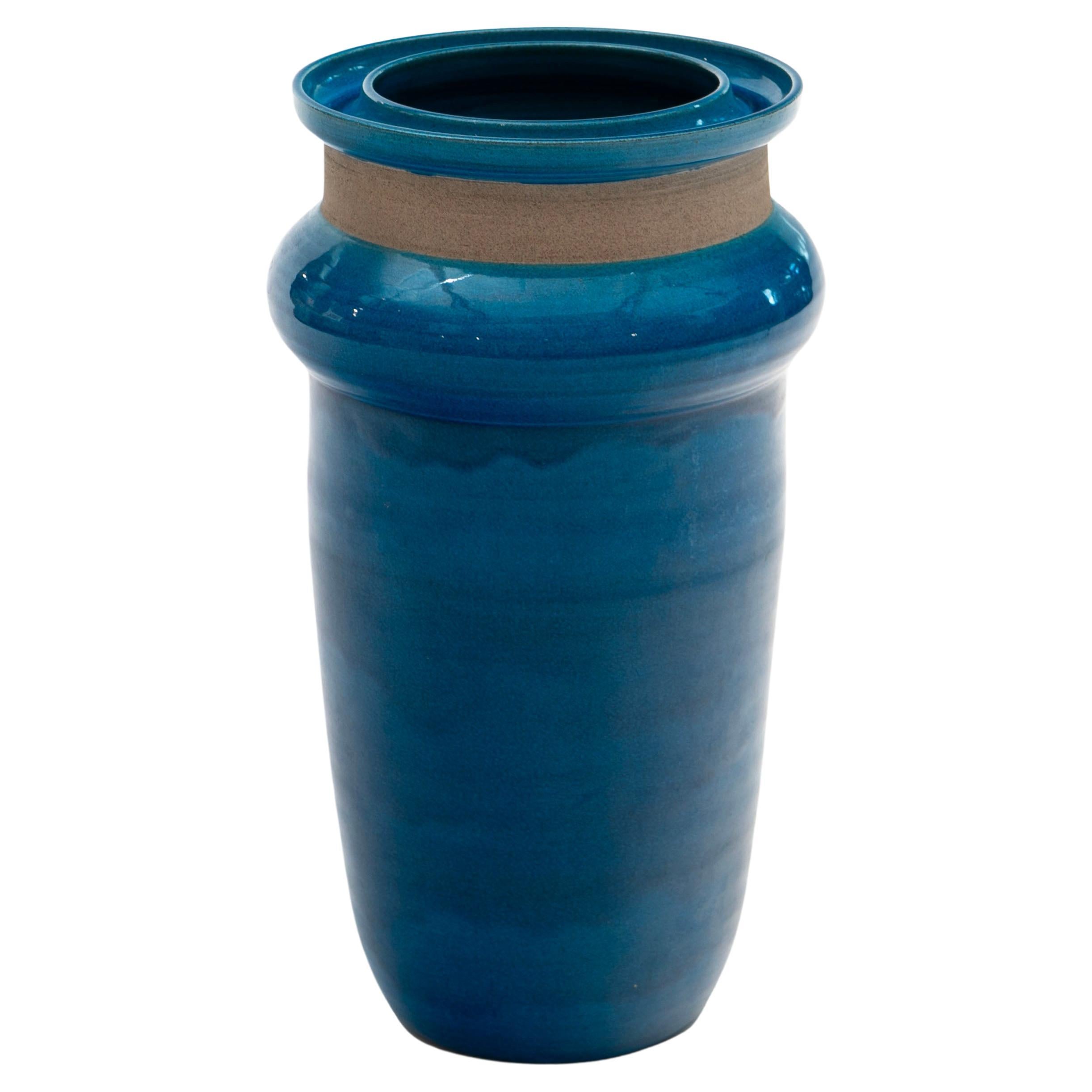 Large Blue Nils Kähler Vase For Sale