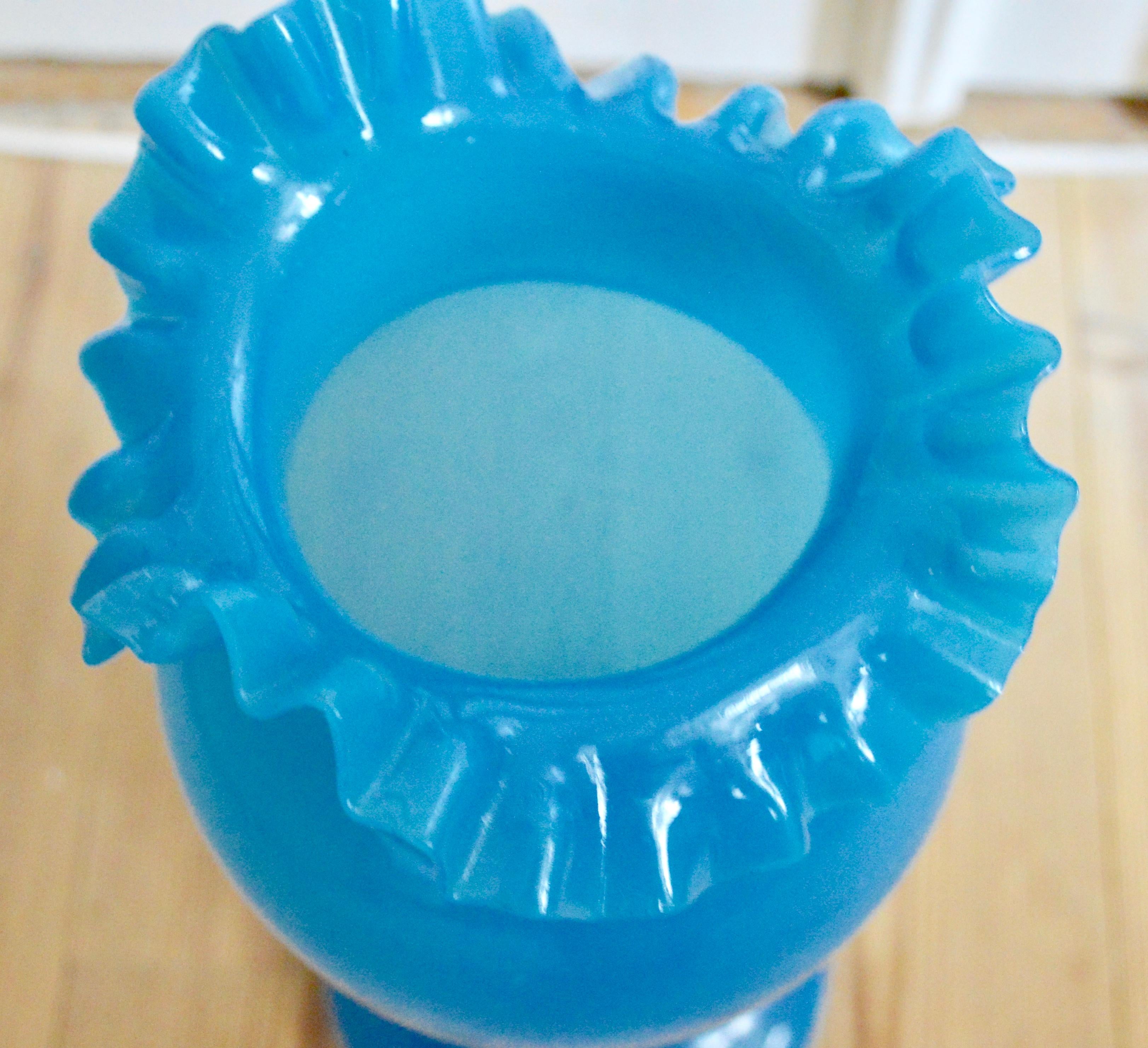 Large Blue Opaline Glass Egg Vase 1