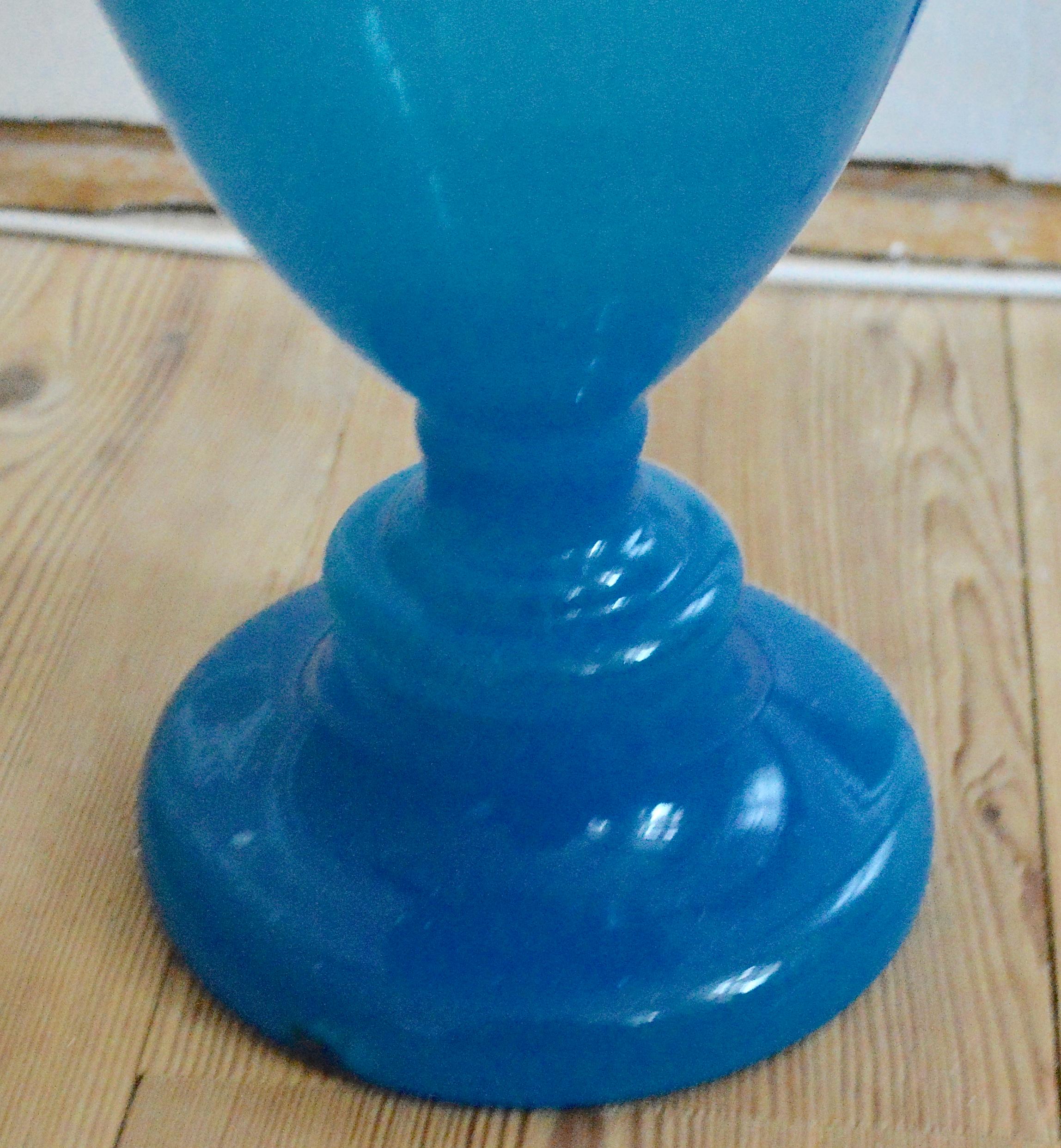 Large Blue Opaline Glass Egg Vase 3