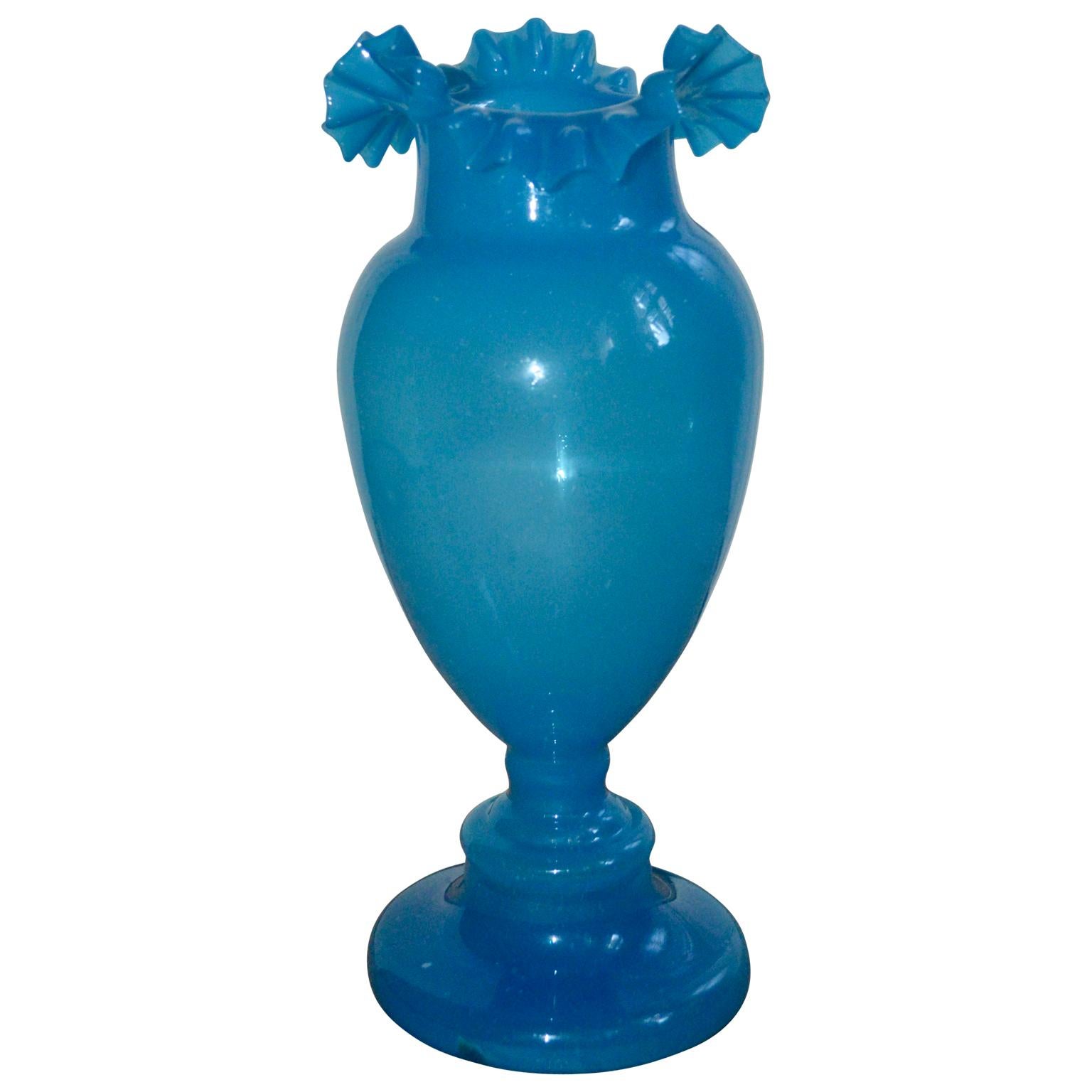 blue opaline glass vase