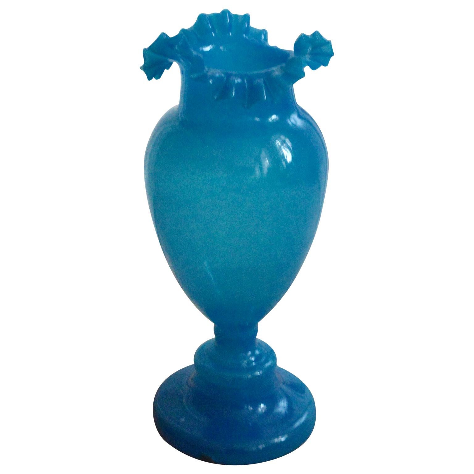 Large Blue Opaline Glass Egg Vase In Good Condition In Copenhagen, K