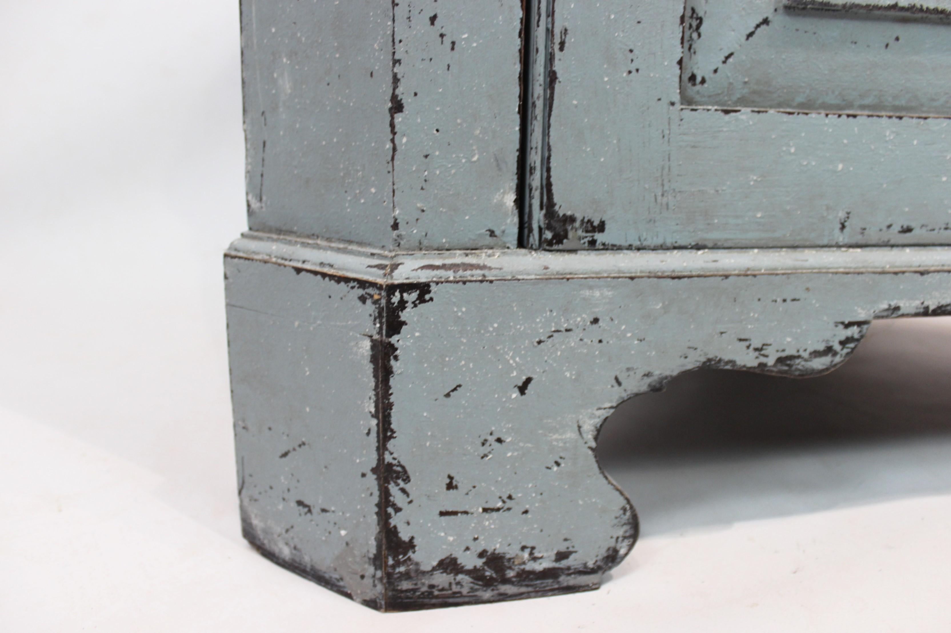 Glass Large Blue Painted Gustavian Corner Cabinet from the 1880s