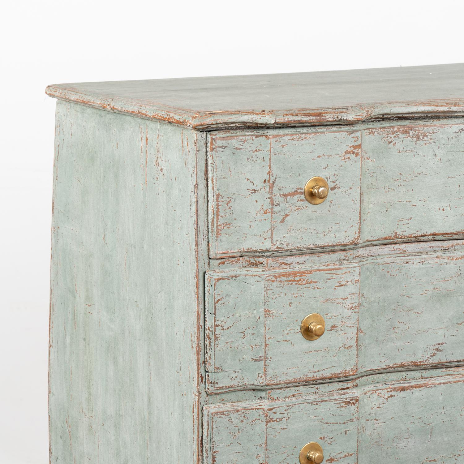 19th Century Large Blue Painted Oak Chest of Four Drawers, Sweden circa 1820-40 For Sale