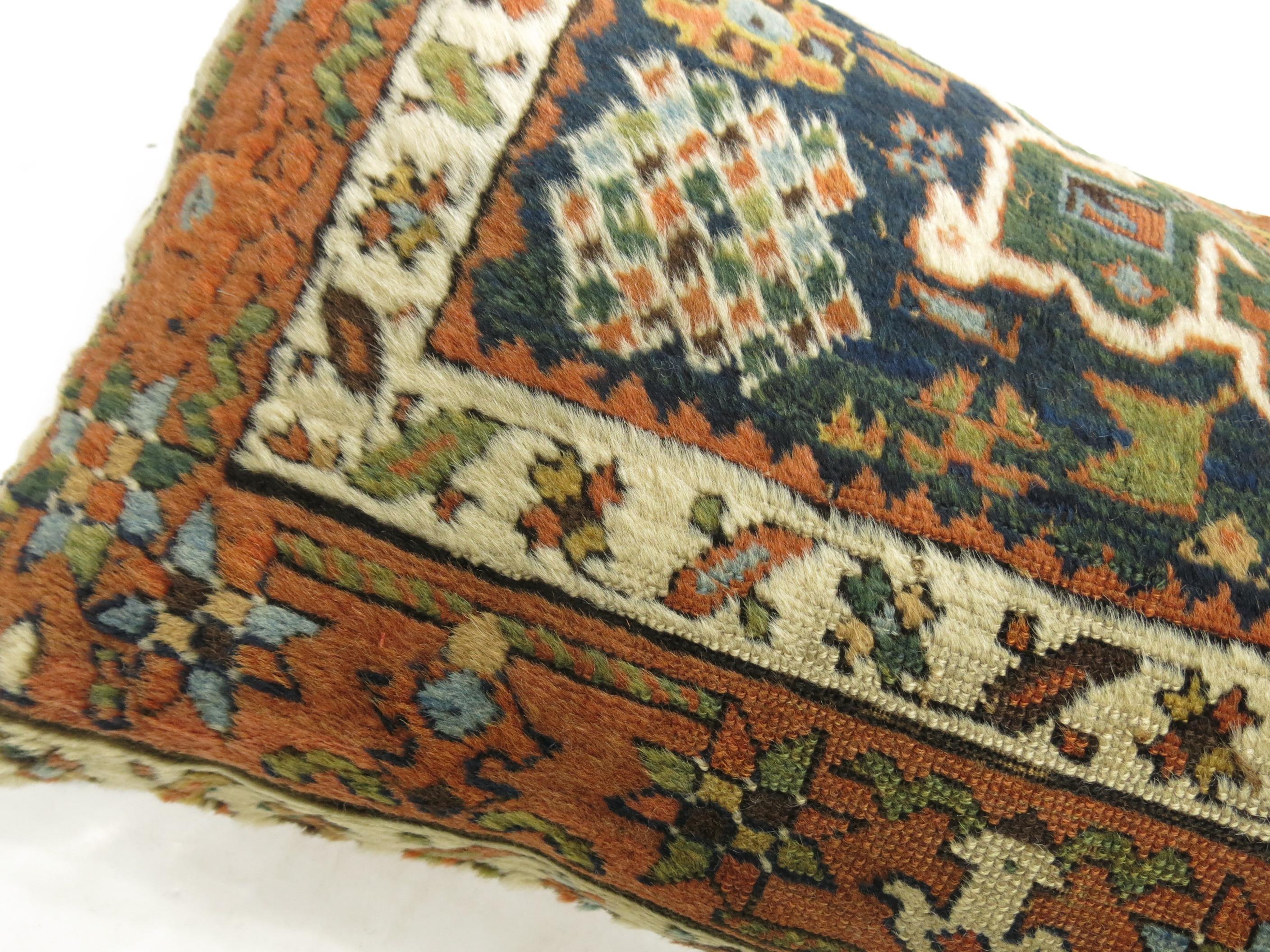 Blaues persisches Heriz-Teppich Kissen (Handgewebt) im Angebot