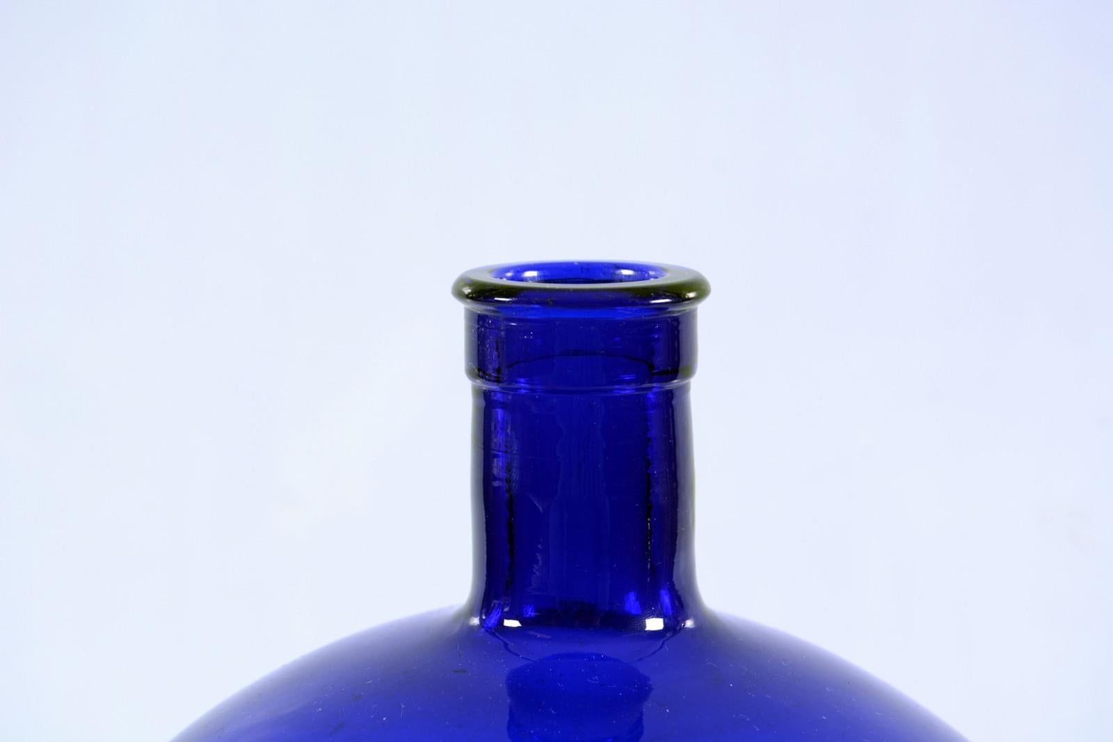 Art Nouveau Large Blue Pharmacy Bottle from 1900s For Sale