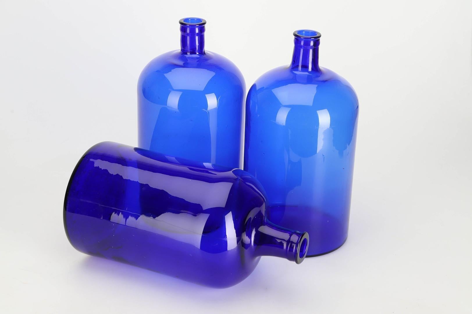 Swedish Large Blue Pharmacy Bottle from 1900s For Sale