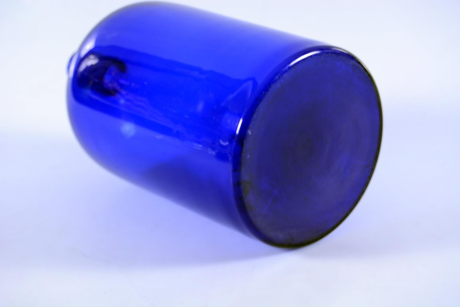 Early 20th Century Large Blue Pharmacy Bottle from 1900s For Sale
