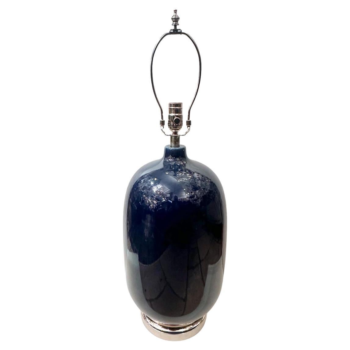 Lámpara grande de porcelana azul