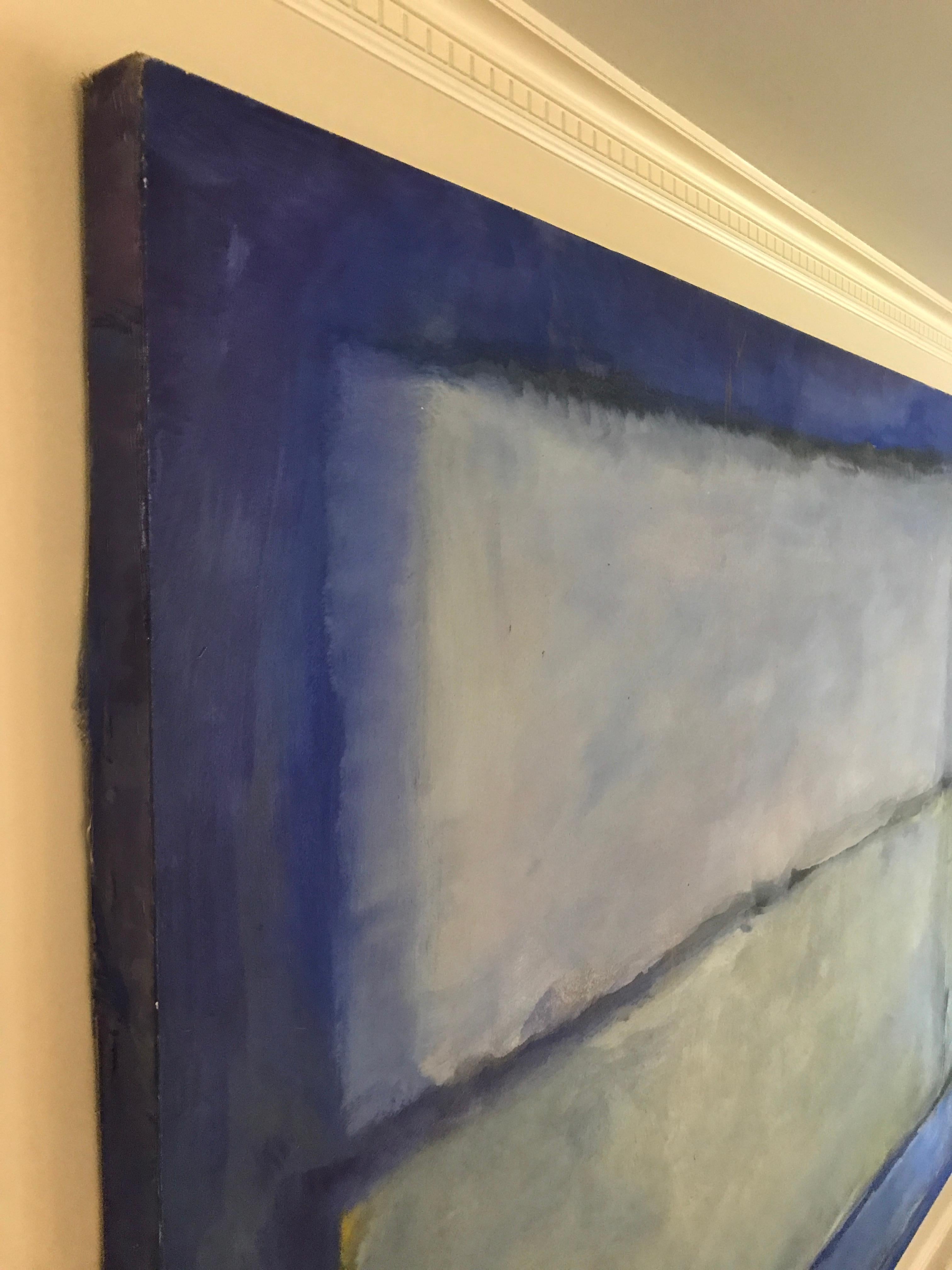 Canvas Large Blue Rothko-Style Wall Painting For Sale