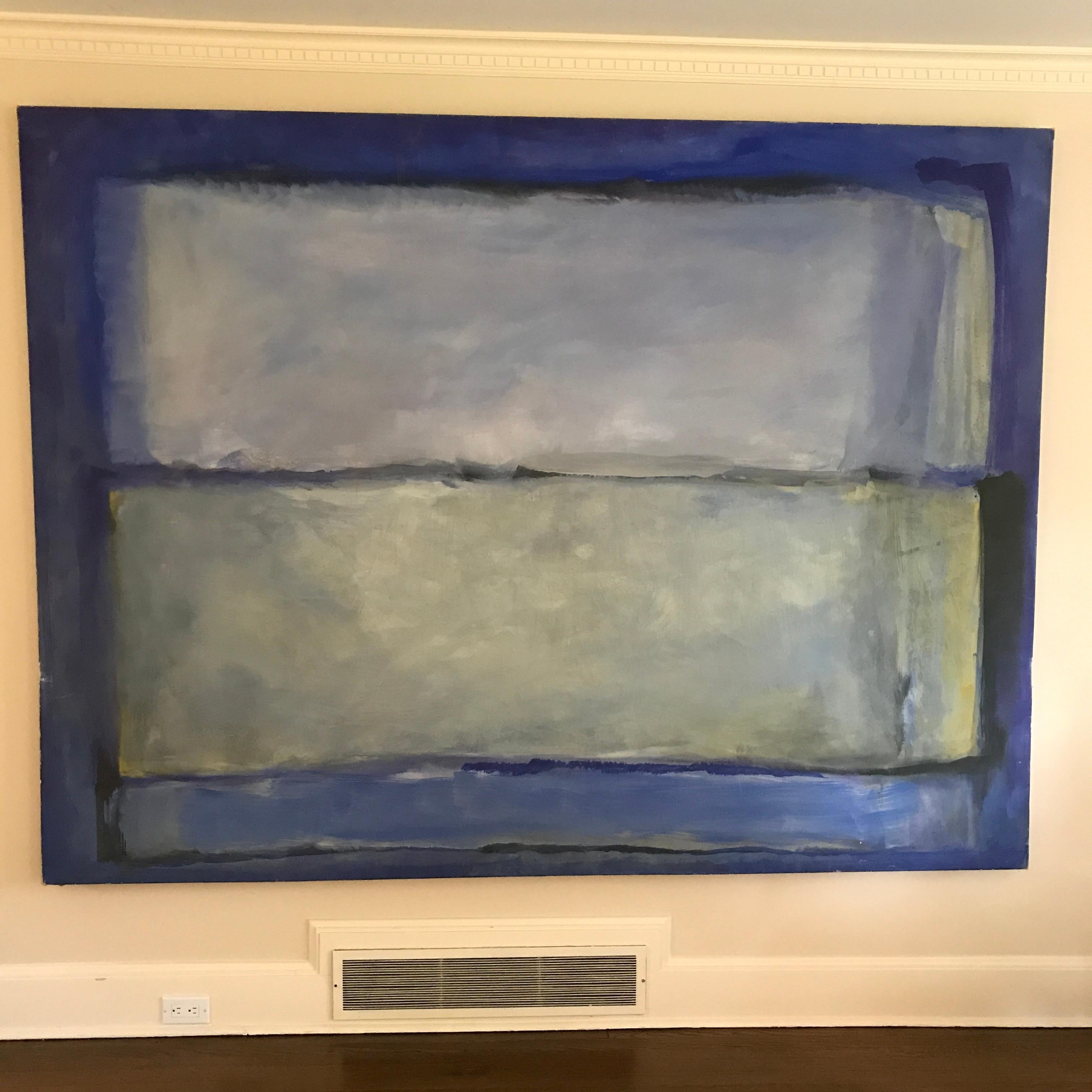 Large Blue Rothko-Style Wall Painting For Sale 5