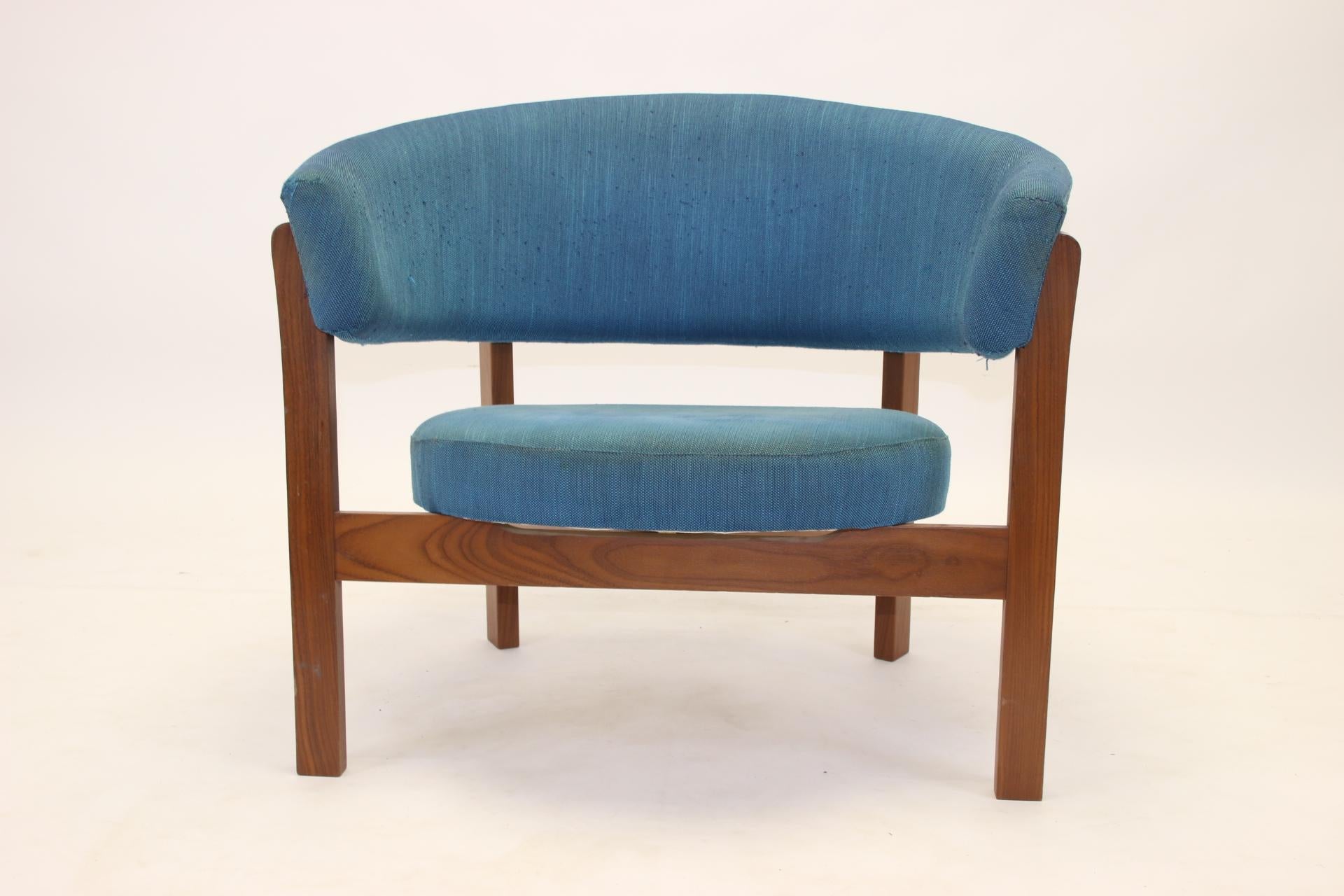 Mid-20th Century Large Blue Round Swedish Design Chair 'Prim', 1960