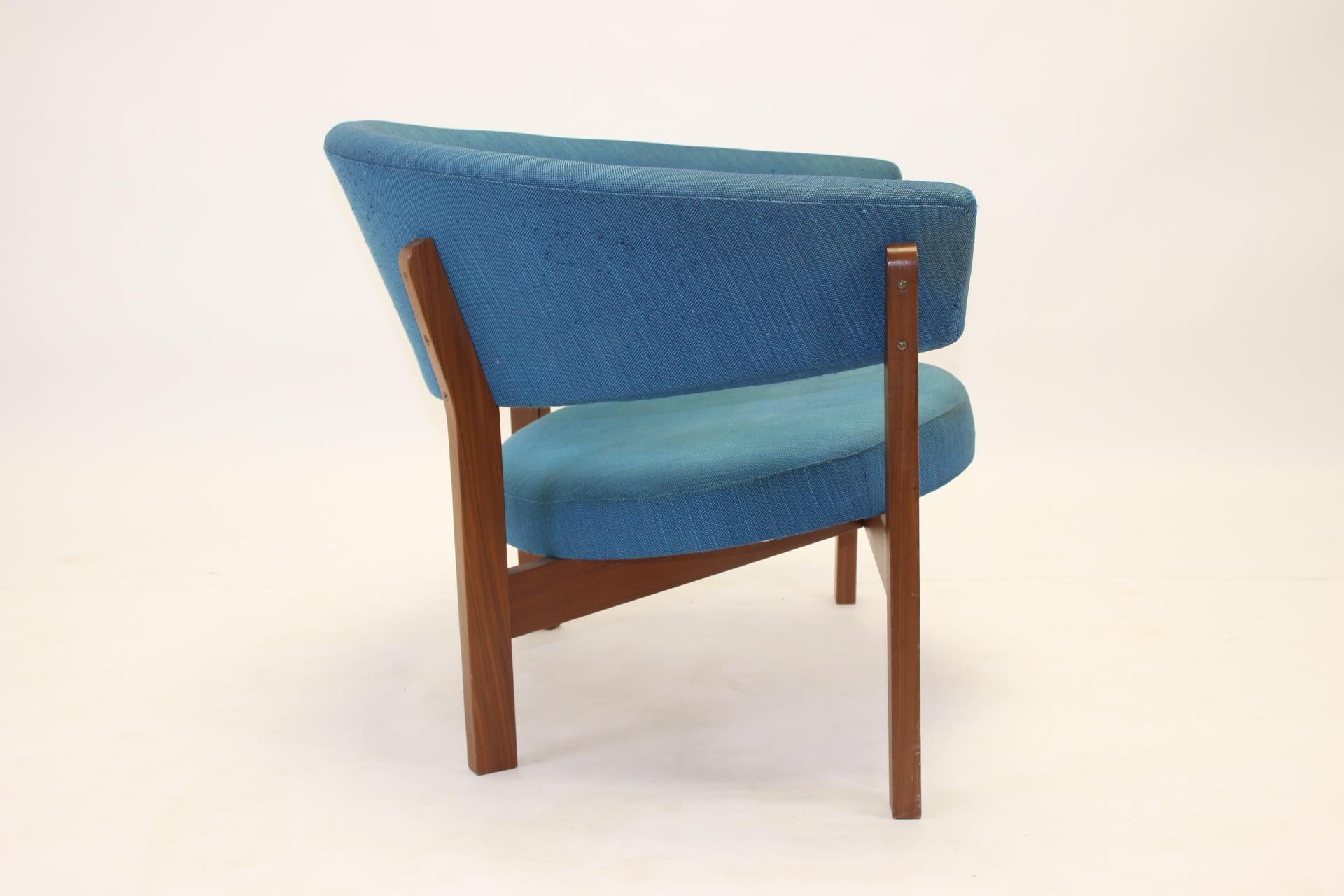 Large Blue Round Swedish Design Chair 'Prim', 1960 1