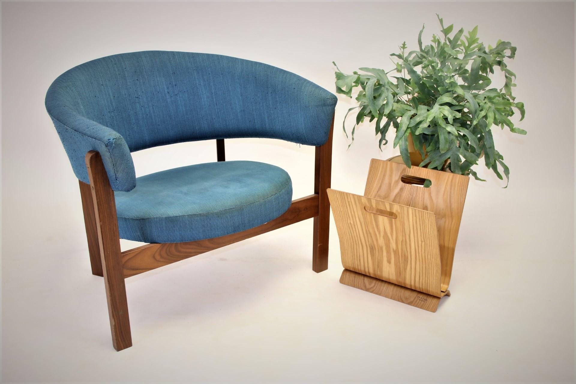Large Blue Round Swedish Design Chair 'Prim', 1960 2