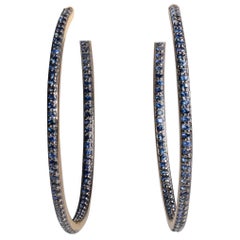 Large Blue Sapphire Inside-Out Hoop Earrings