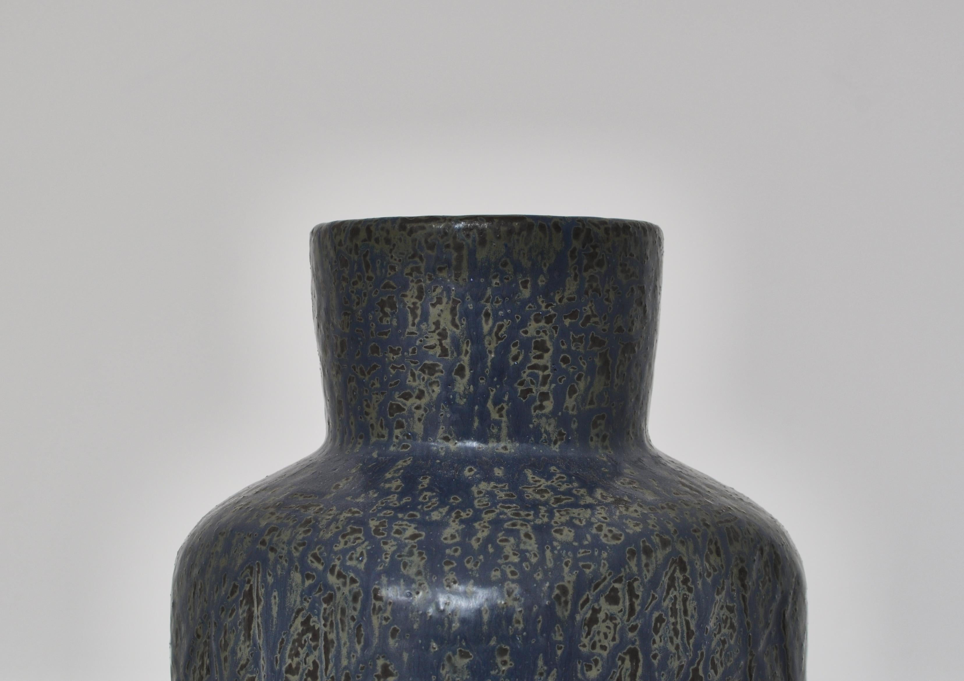 Scandinavian Modern Large Blue Saxbo Stoneware Vase by Eva Stæhr Nielsen, 1960s Danish Modern
