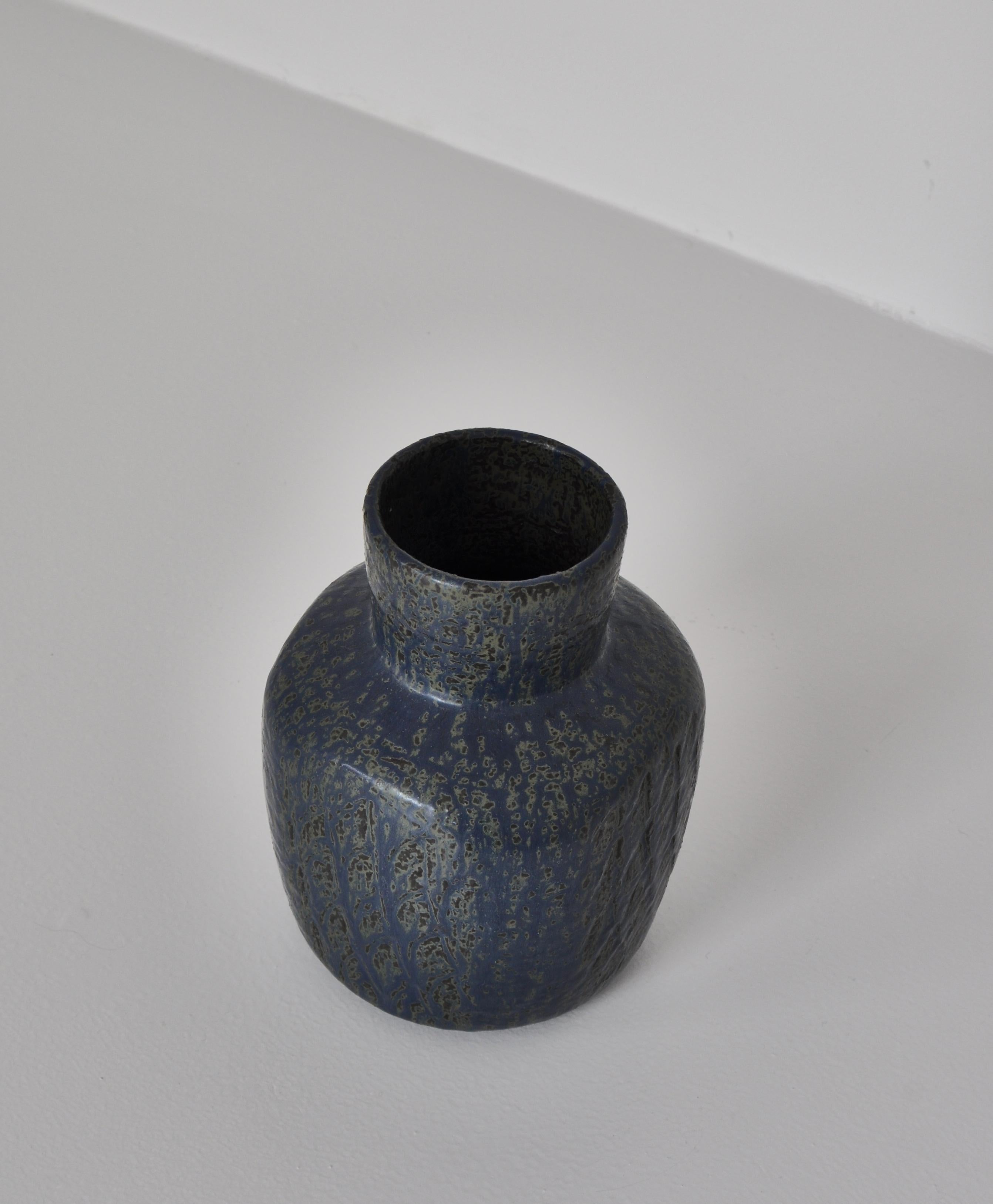 Large Blue Saxbo Stoneware Vase by Eva Stæhr Nielsen, 1960s Danish Modern In Excellent Condition In Odense, DK