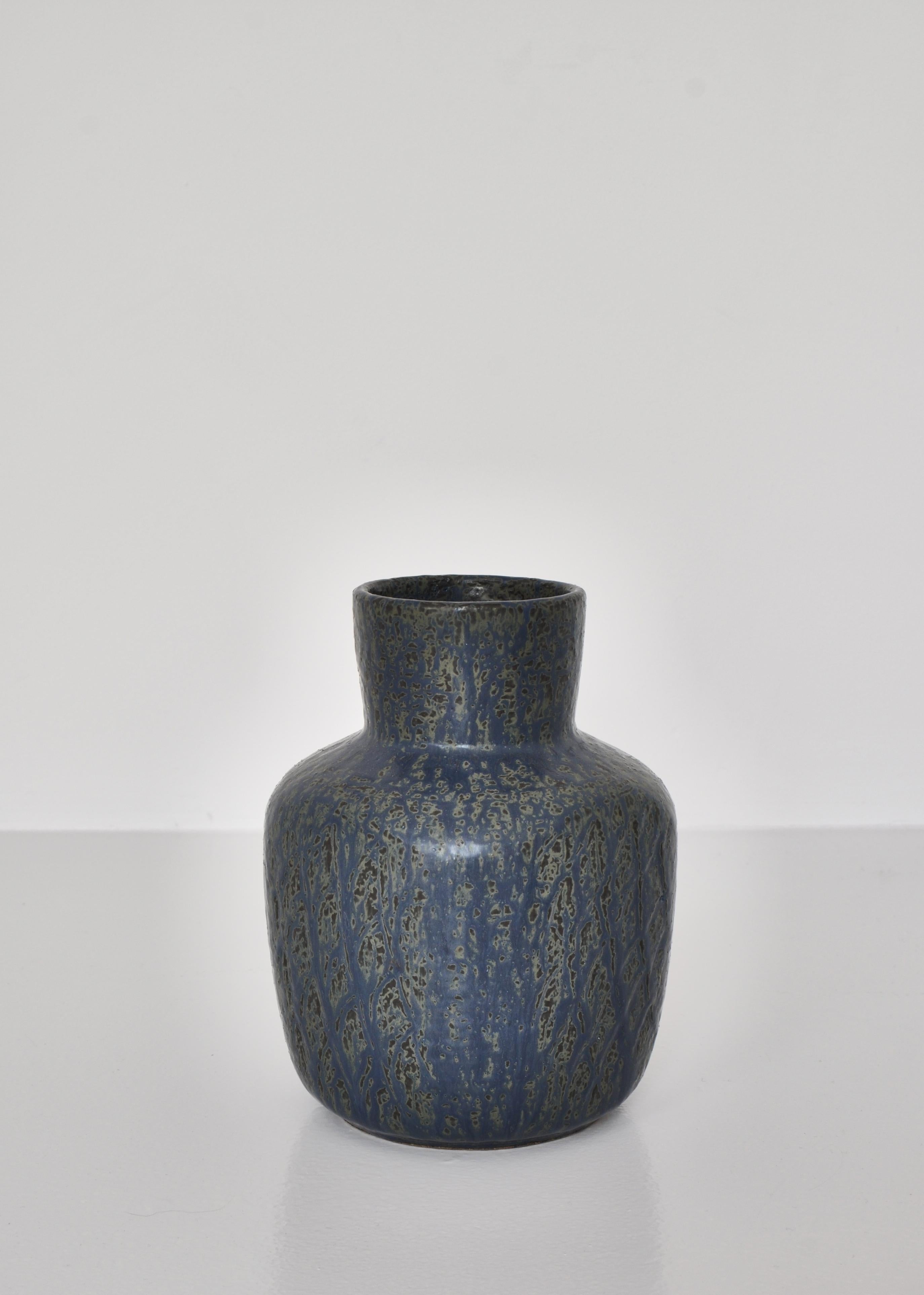 Mid-20th Century Large Blue Saxbo Stoneware Vase by Eva Stæhr Nielsen, 1960s Danish Modern