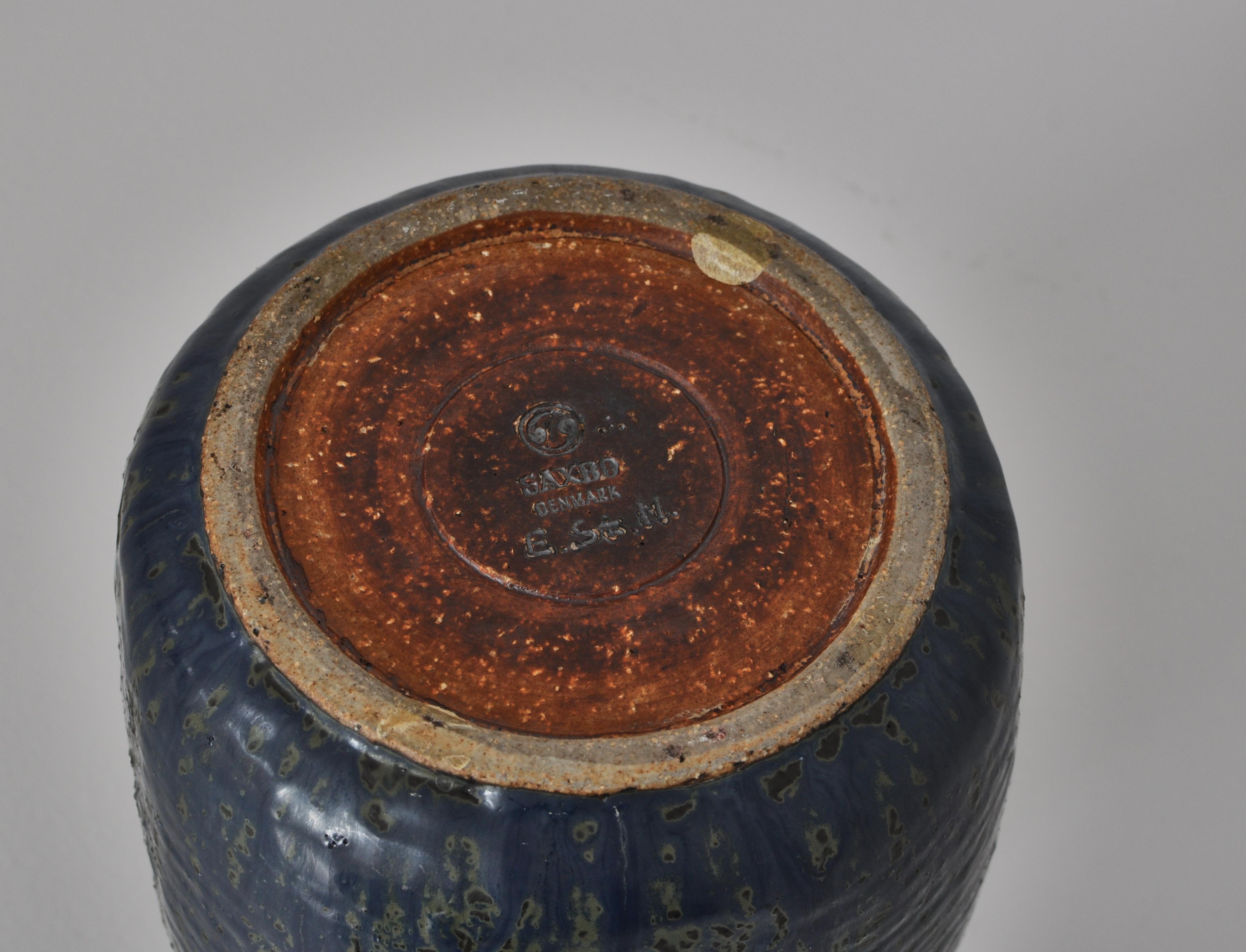 Large Blue Saxbo Stoneware Vase by Eva Stæhr Nielsen, 1960s Danish Modern 2