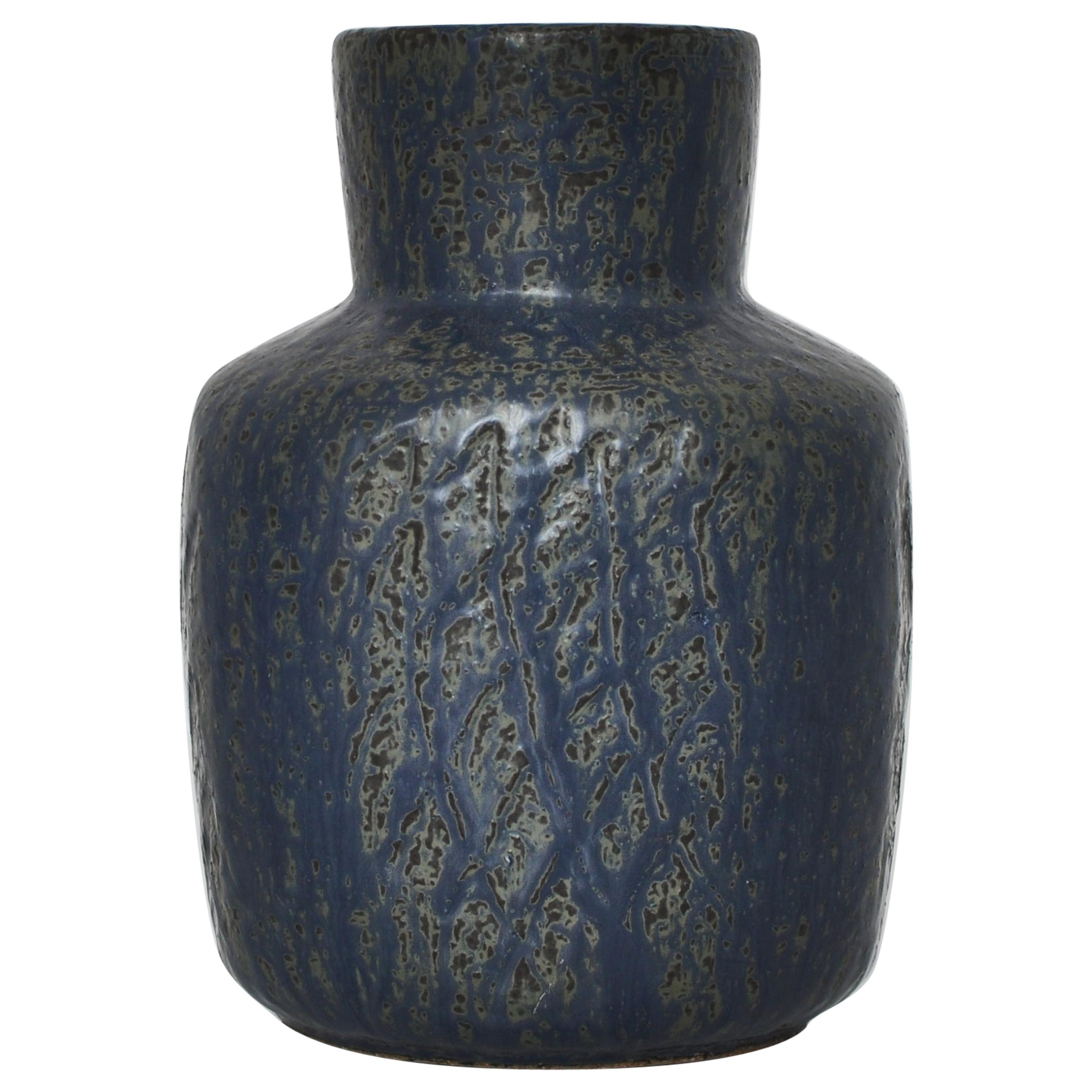 Large Blue Saxbo Stoneware Vase by Eva Stæhr Nielsen, 1960s Danish Modern