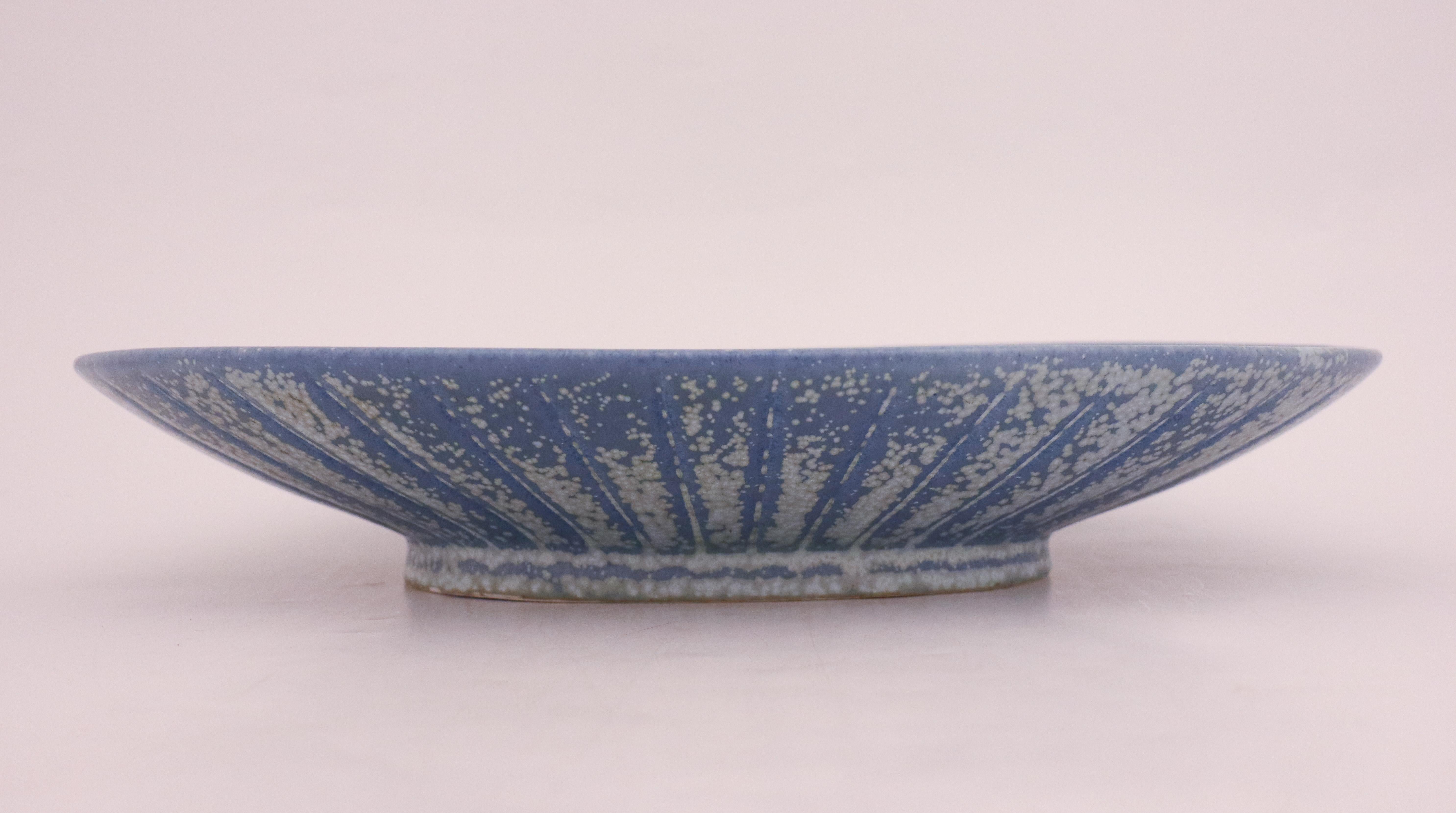 A lovely blue bowl designed by Gunnar Nylund at Rörstrand, the bowl is 39 x 26 cm (15.6