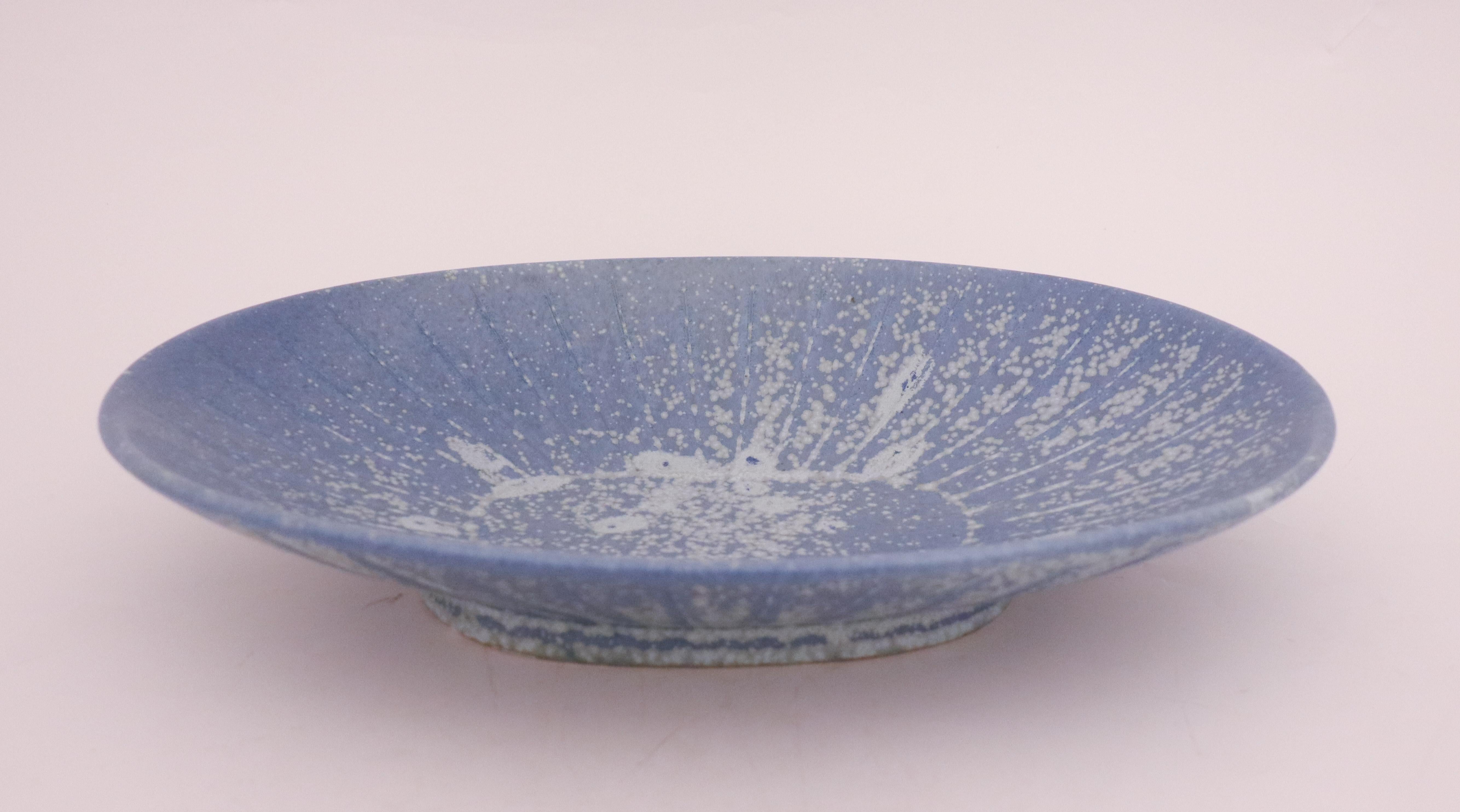 Swedish Large Blue Speckled Bowl, Gunnar Nylund, Rörstrand, 1950s, Mid Century Vintage For Sale