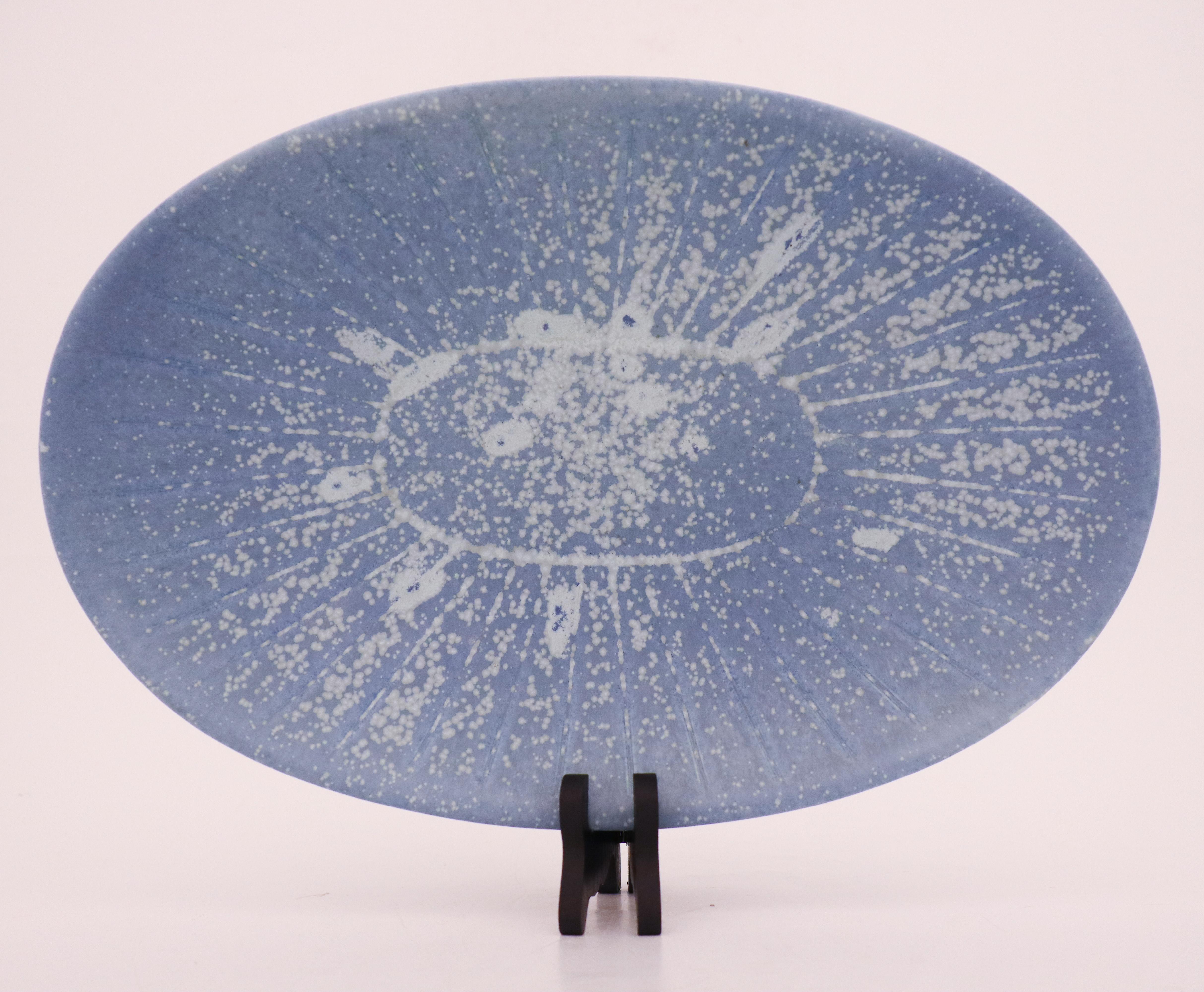20th Century Large Blue Speckled Bowl, Gunnar Nylund, Rörstrand, 1950s, Mid Century Vintage For Sale