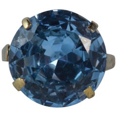 Large Blue Stone and 9 Carat Gold Solitaire Statement Ring