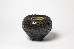 Large blue stoneware ceramic vase sculpture by Dominique Garet La Borne
