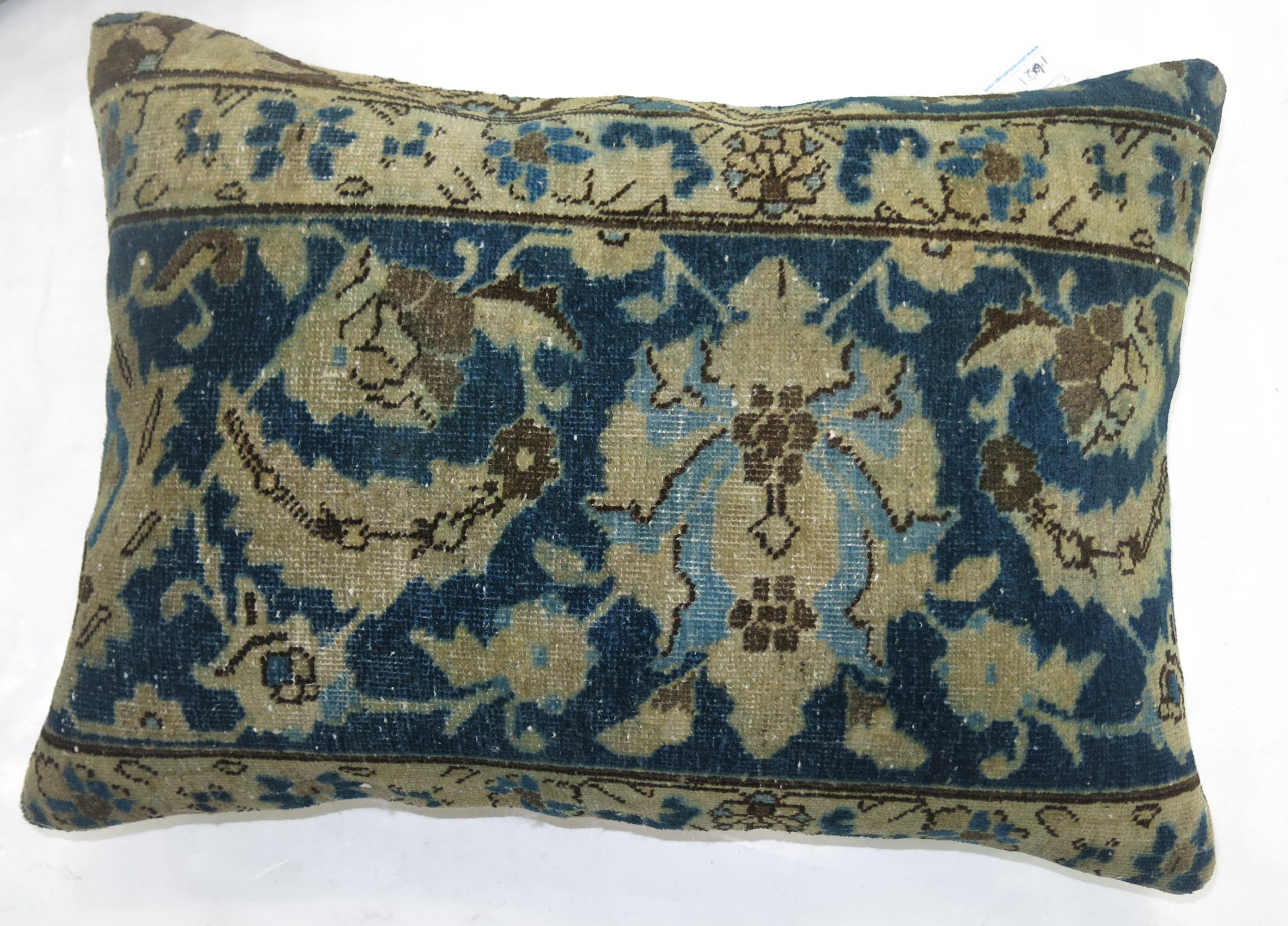 Agra Large Blue Tabriz Rug Pillow