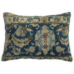 Large Blue Tabriz Rug Pillow