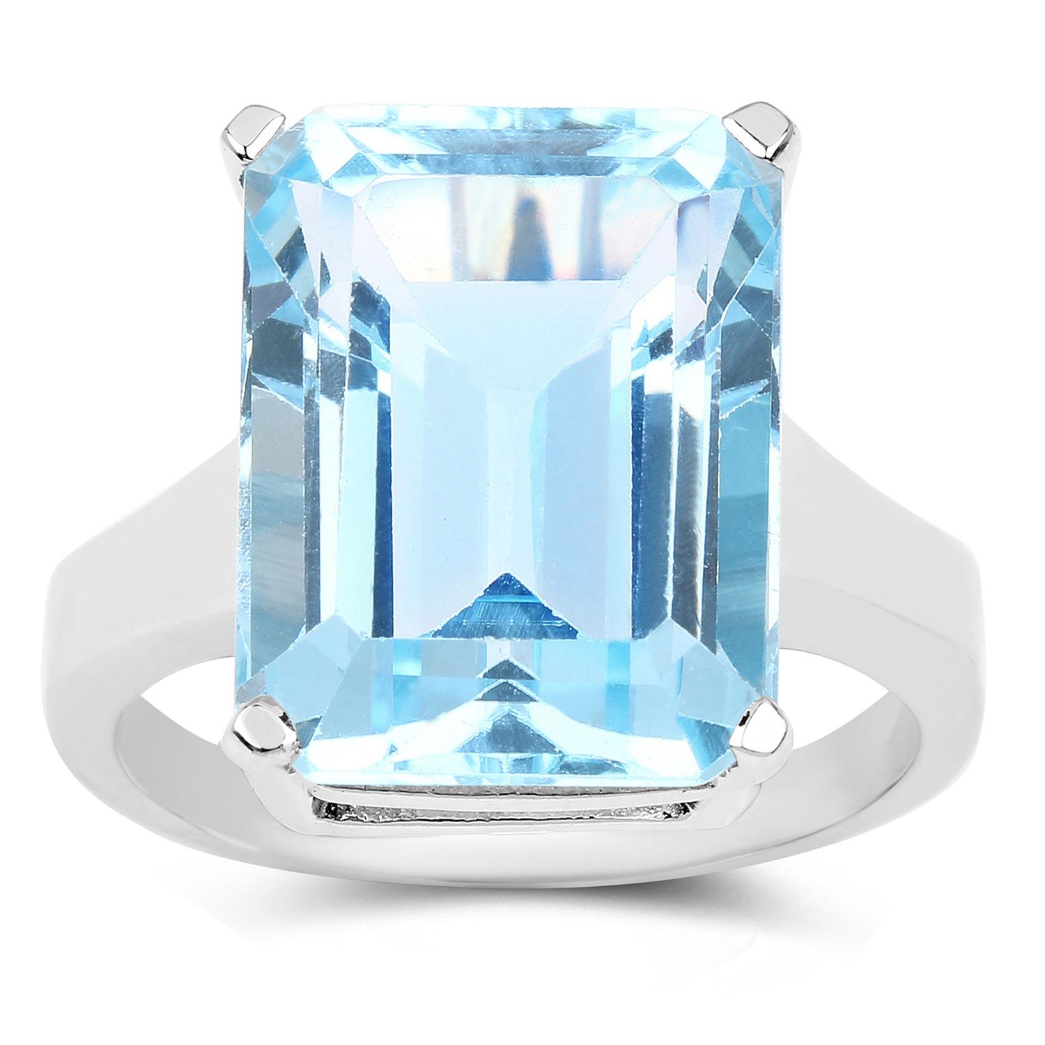 Anillo grande de topacio azul 15,5 quilates Plata de ley en Excelente estado para la venta en Aliso Viejo, CA