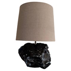 Large blue unpolished  glass lamp after a design by Jean-Michel Frank