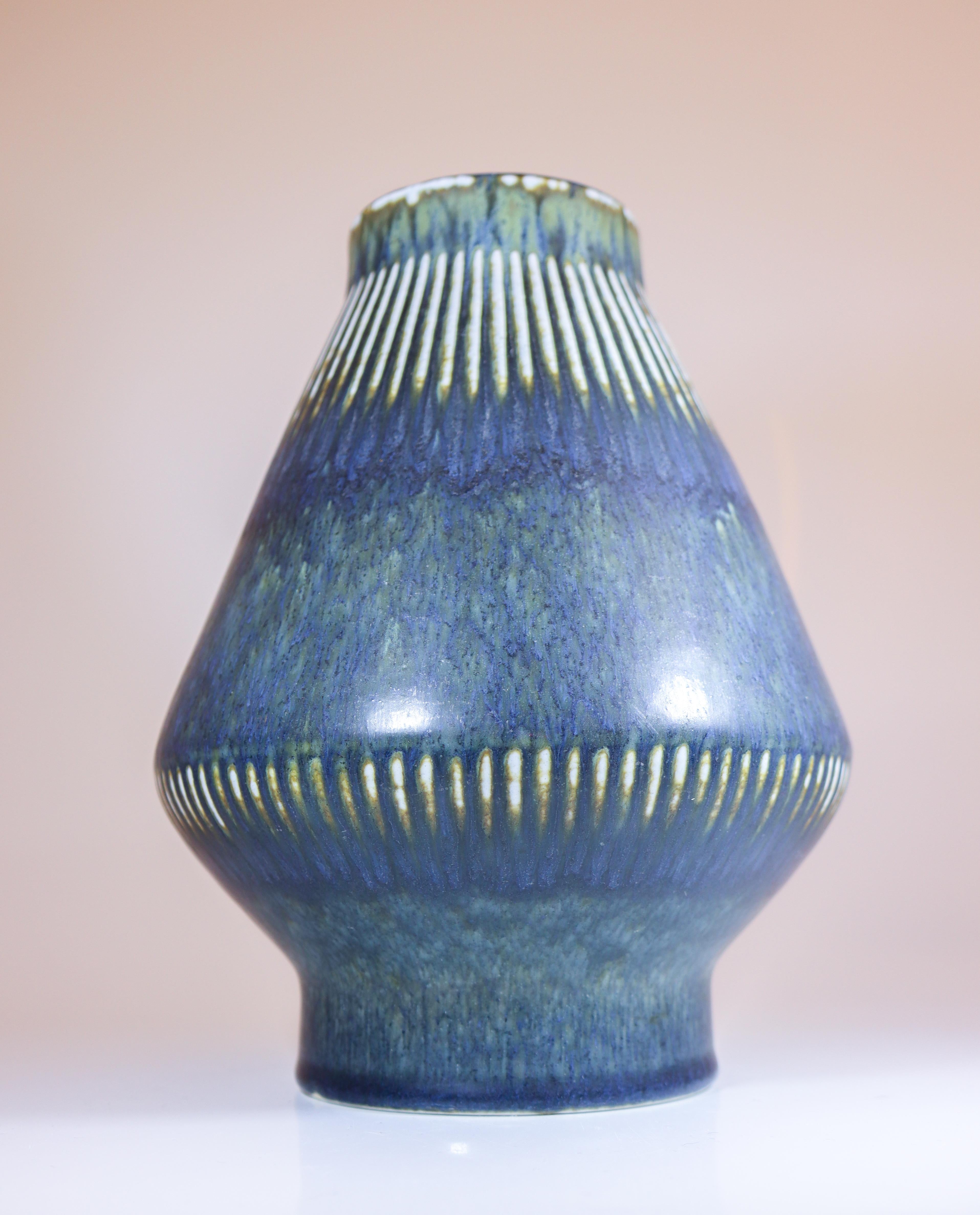 Swedish Large Blue Vase - Carl-Harry Stålhane - Rörstrand - Mid 20th Century For Sale