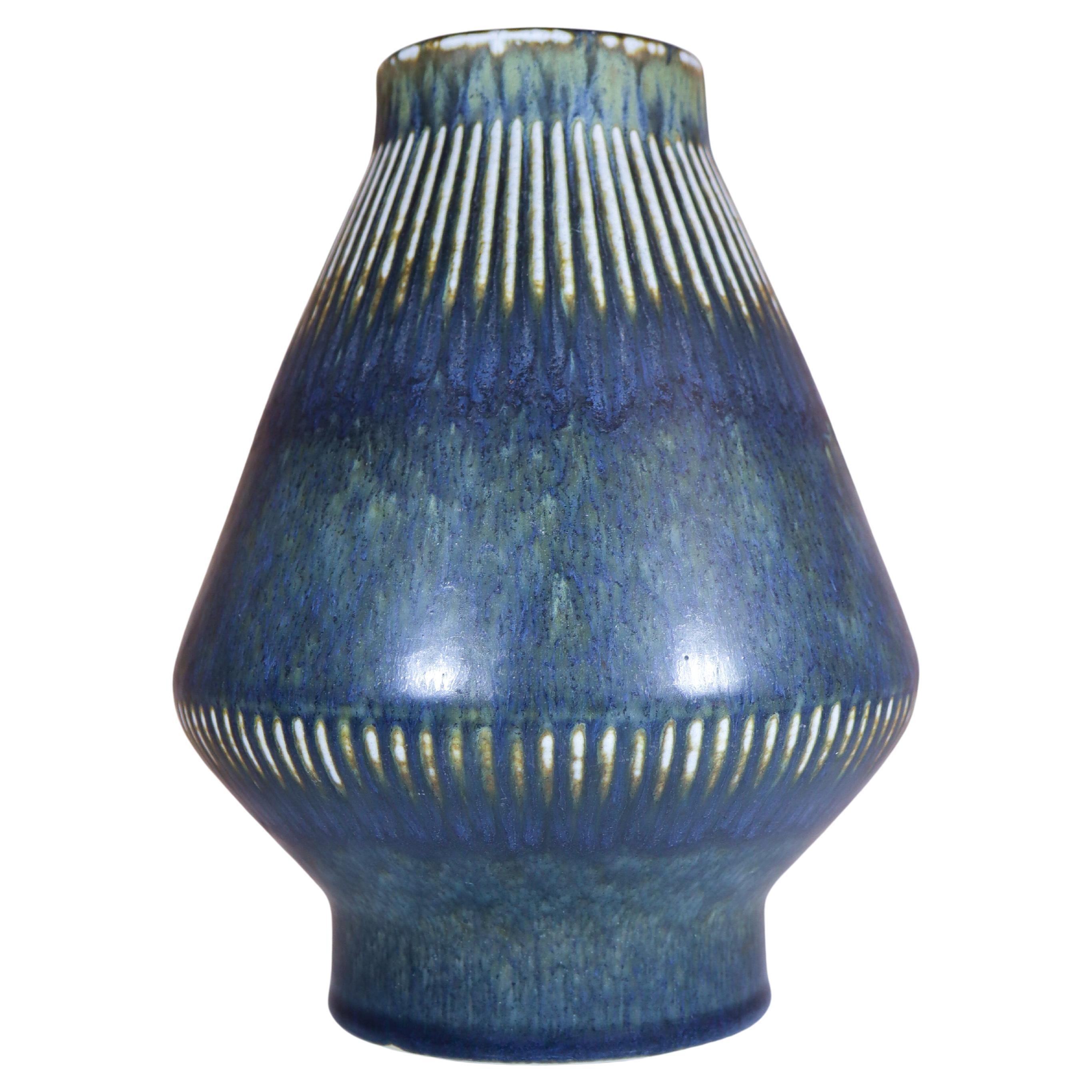 Large Blue Vase - Carl-Harry Stålhane - Rörstrand - Mid 20th Century For Sale