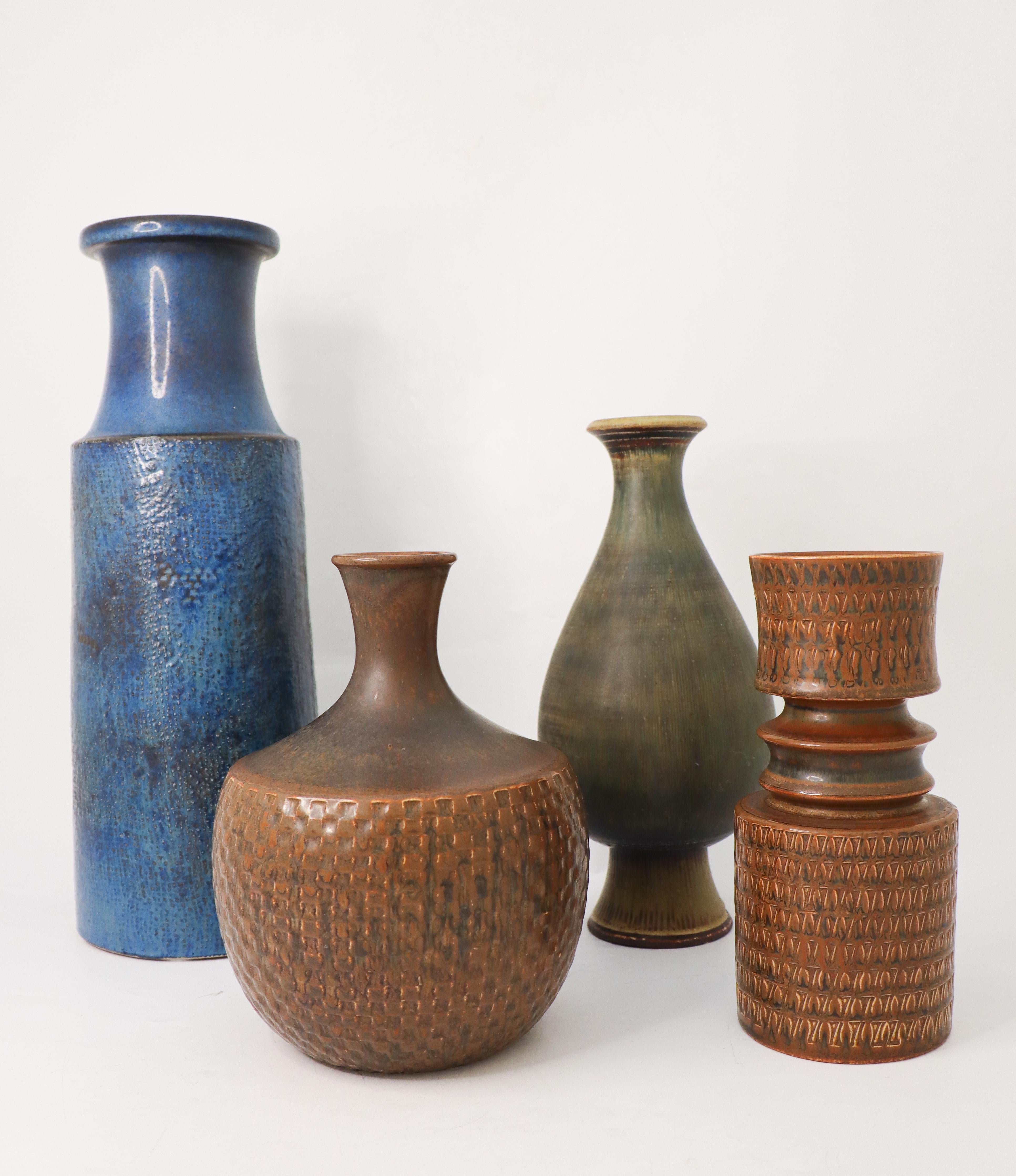 Large Blue Vase Stoneware, Stig Lindberg, Gustavsbergs Studio, Vintage, 1964 4